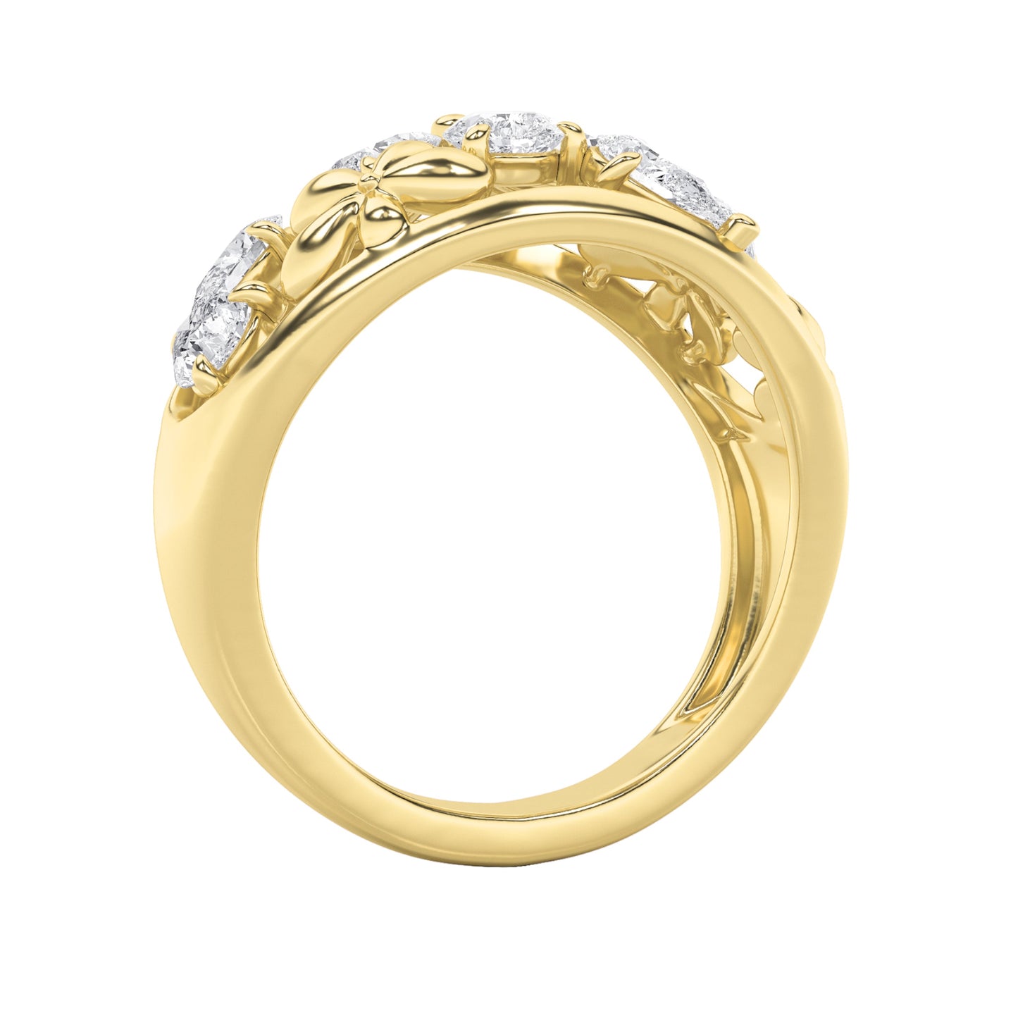 2.5Cttw Pear Shaped Lab Grown Diamond (G/VS) Fashion Ring in 14K Gold