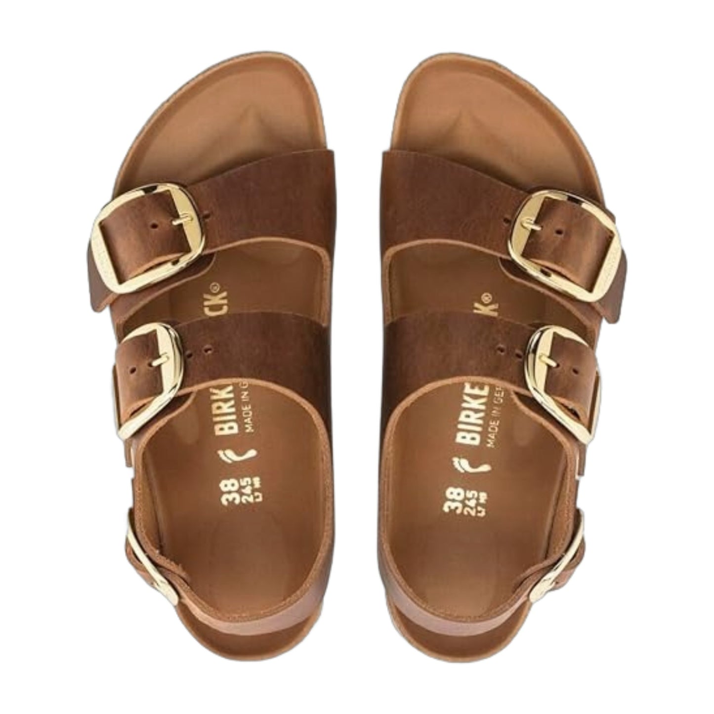Birkenstock Unisex Milano Big Buckle Natural Leather Cognac