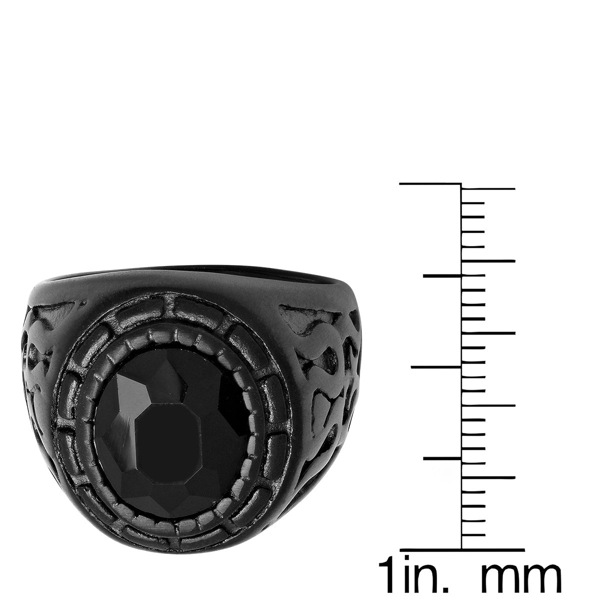 Black IP Stainless Steel Black Simulated Diamond Ring