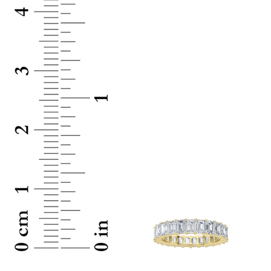 5.25Cttw Emerald Shaped Lab Grown Diamond Split Prong Eternity Ring in 14K Gold (F/VS)