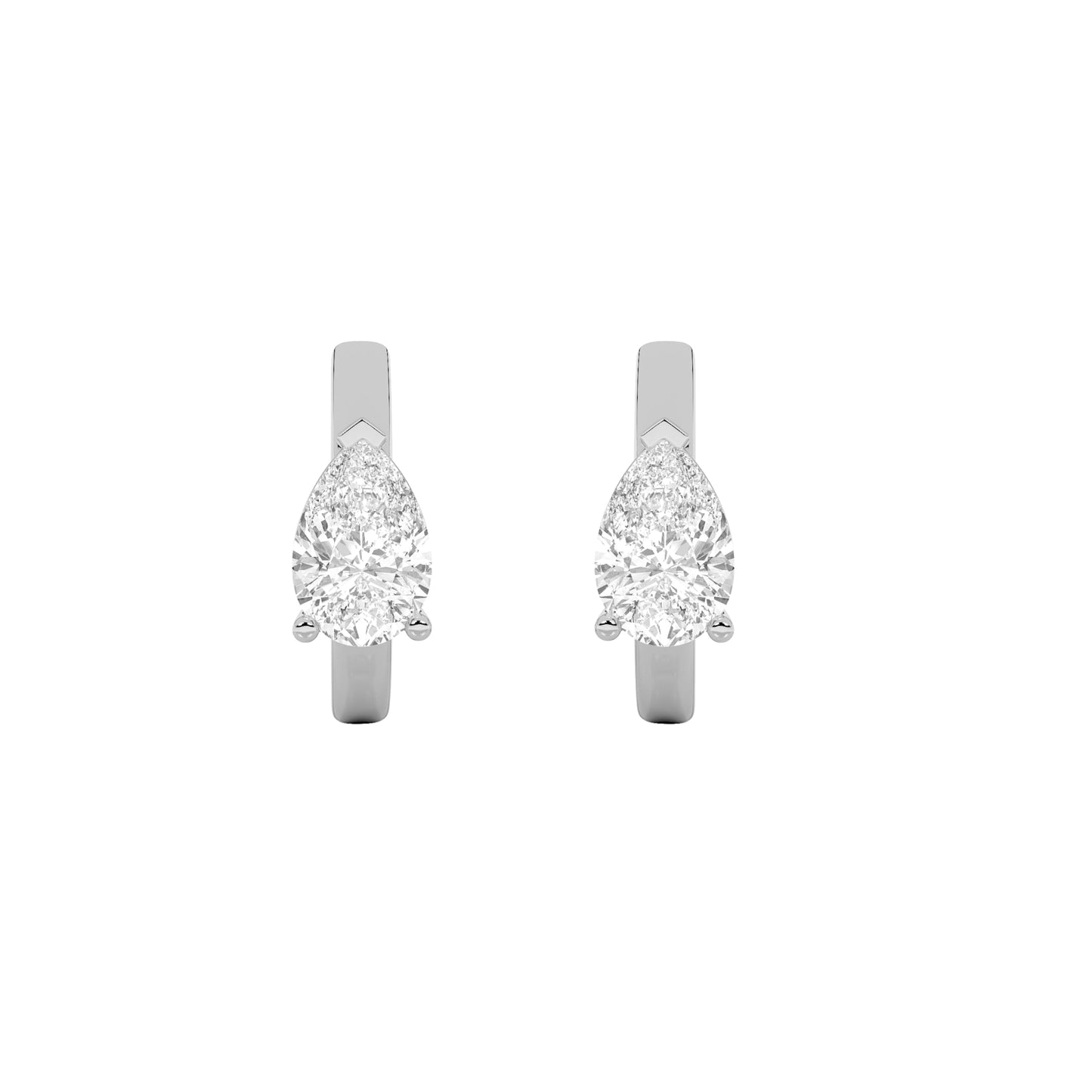 1.5Cttw Pear Shaped Lab Grown Diamond (F/VS) Solitaire Huggie Earrings in 14K Gold