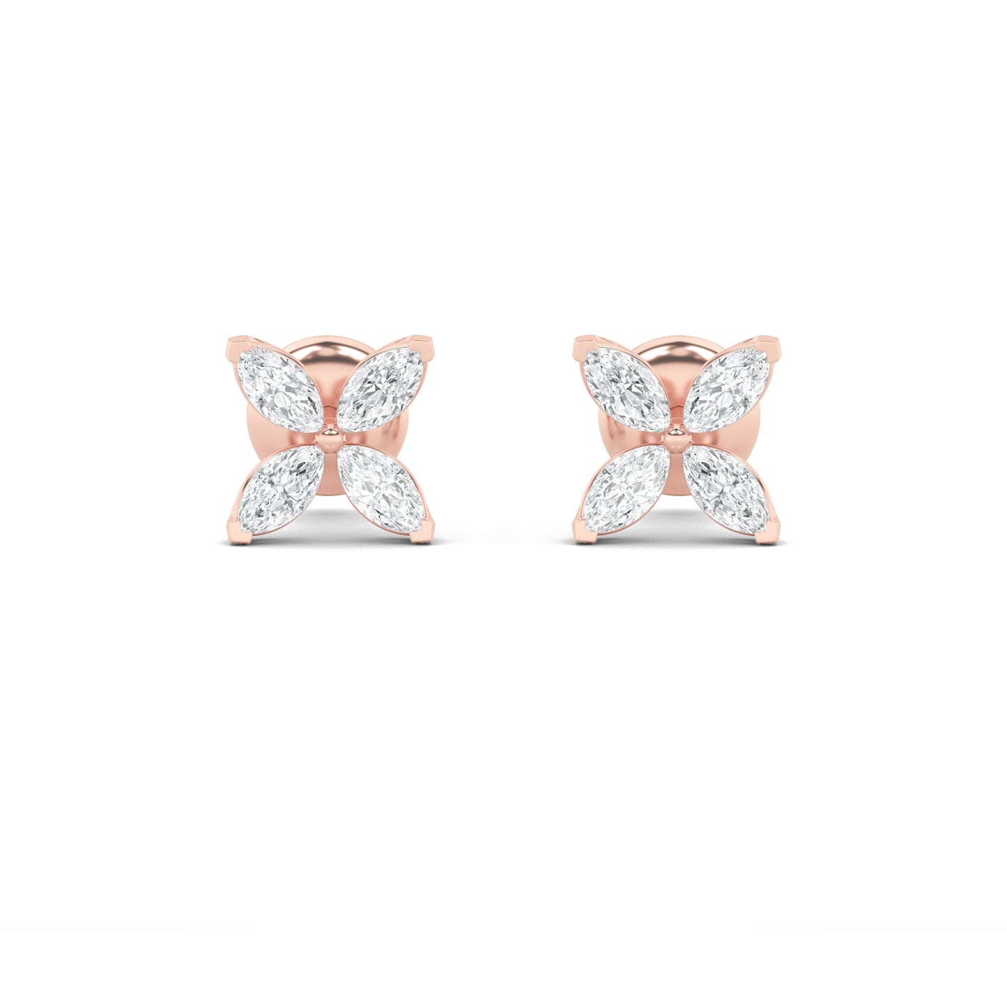 1.5Cttw Marquise Shaped Lab Grown Diamond (F/VS) Flower Earrings in 14K Gold