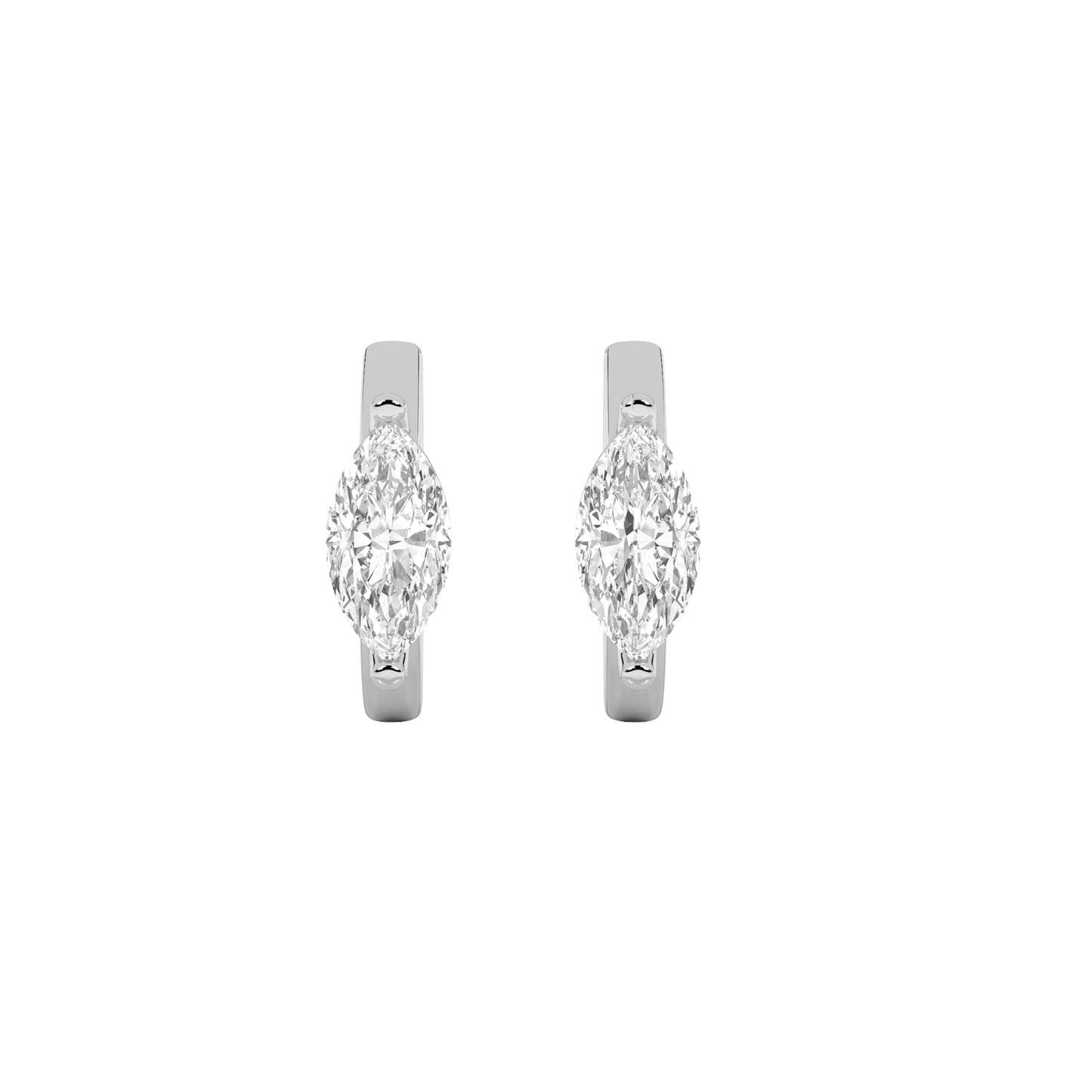 1.5Cttw Marquise Shaped Lab Grown Diamond (F/VS) Solitaire Huggie Earrings in 14K Gold