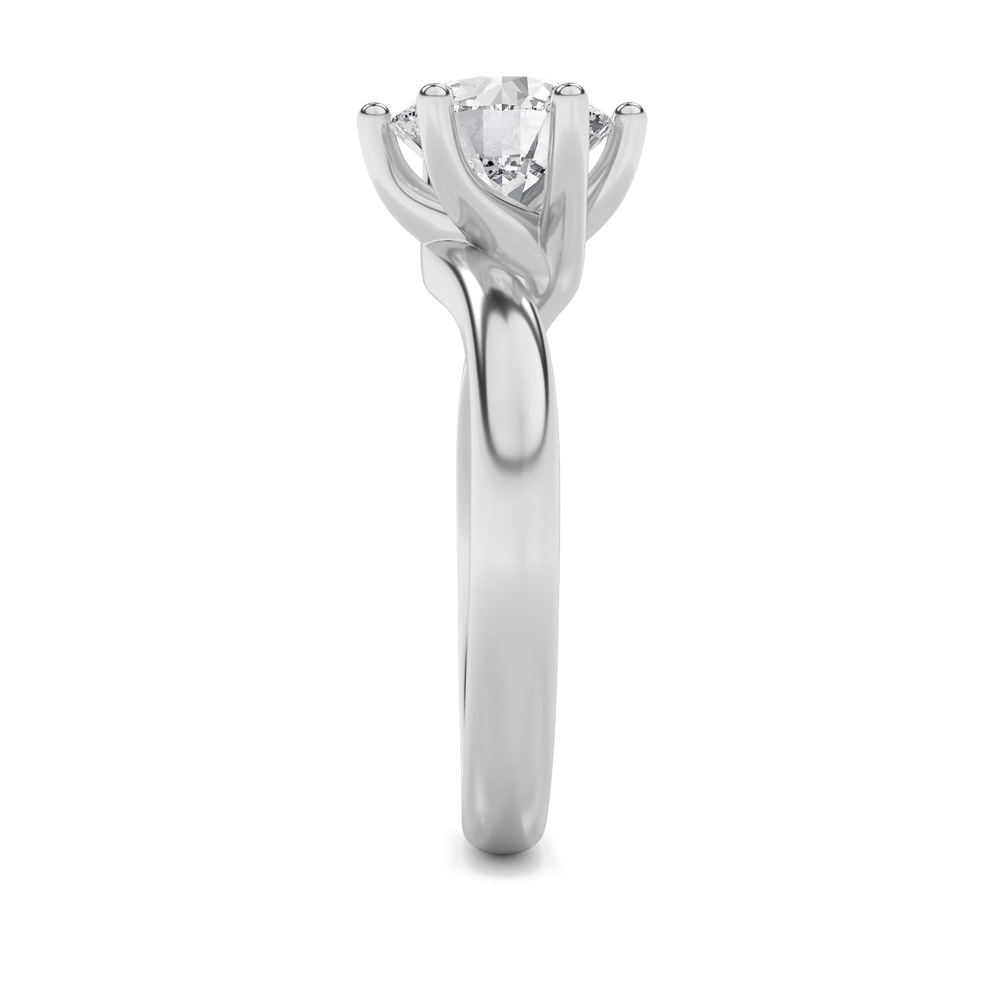 2Cttw Round Shaped Lab Grown Diamond (F/VS) Bypass Shank Engagement Ring in 14K Gold