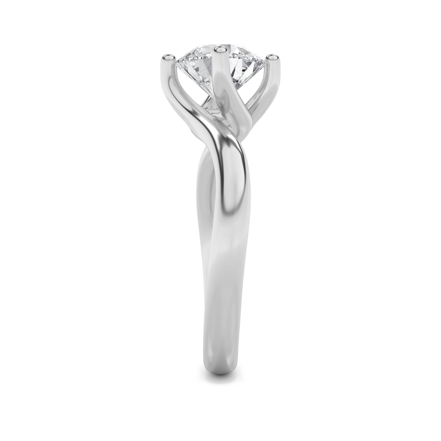 2Cttw Round Shaped Lab Grown Diamond (F/VS) Bypass Shank Engagement Ring in 14K Gold