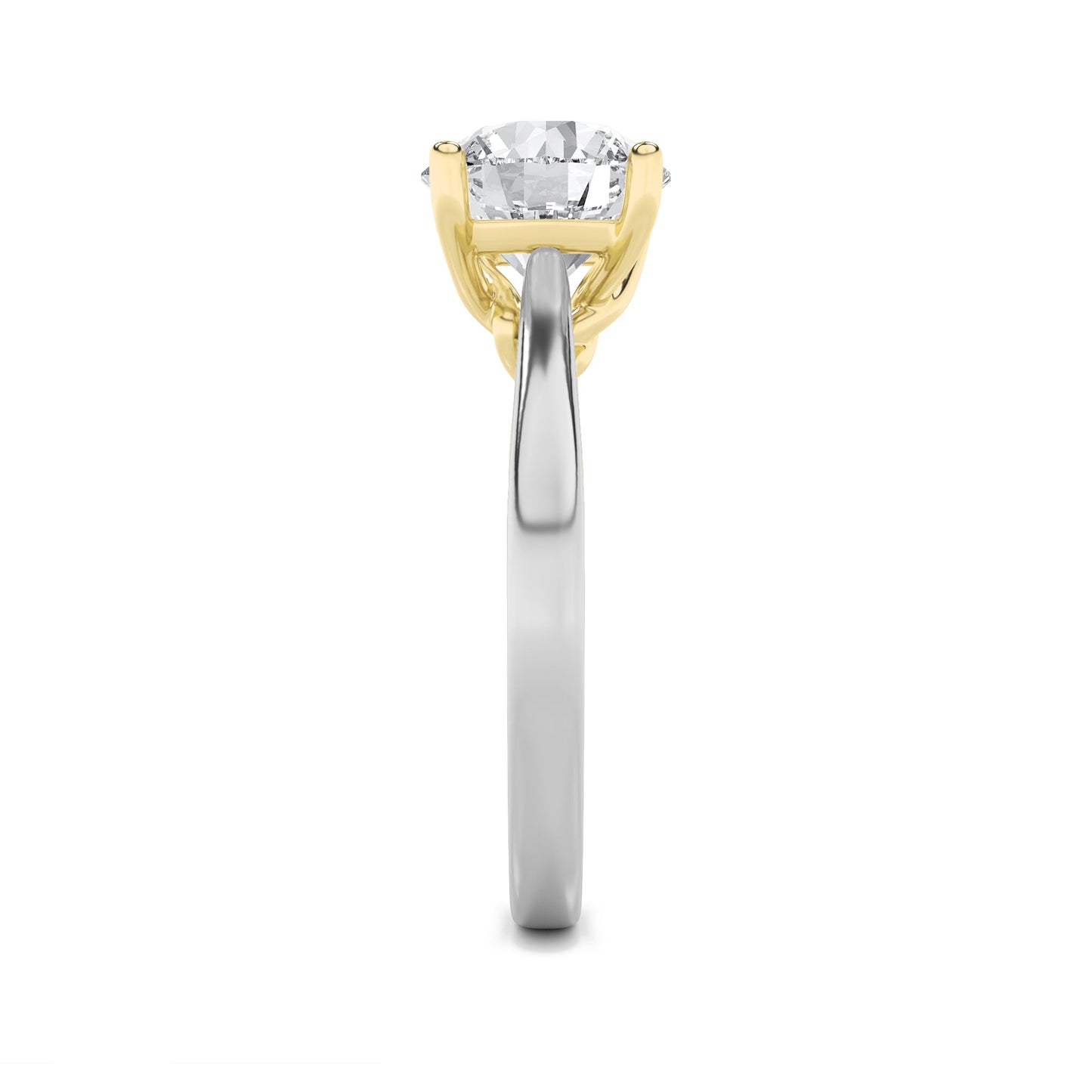 2Cttw Round Shaped Lab Grown Diamond (G/VS) Two Tone Twisted Basket Cathedral Shank Solitaire Ring in 14K Gold
