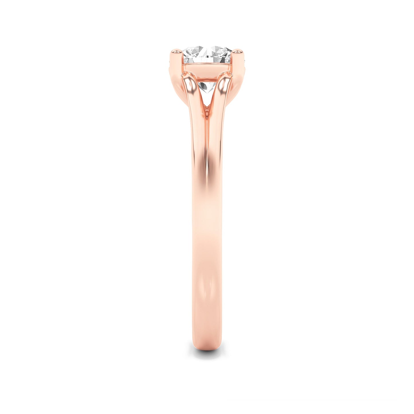 1Cttw Round Shaped Lab Grown Diamond (F/VS) Split Shank Solitaire Engagement Ring in 14K Gold