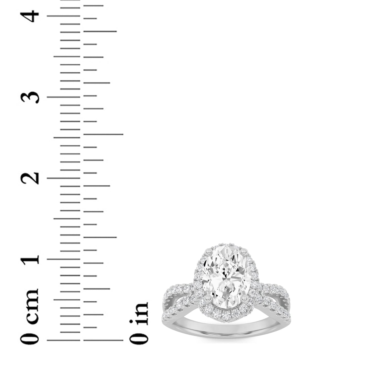 2Cttw Oval Shaped Lab Grown Diamond (F/VS) Split Shank Halo Accented Engagement Ring in 14K Gold