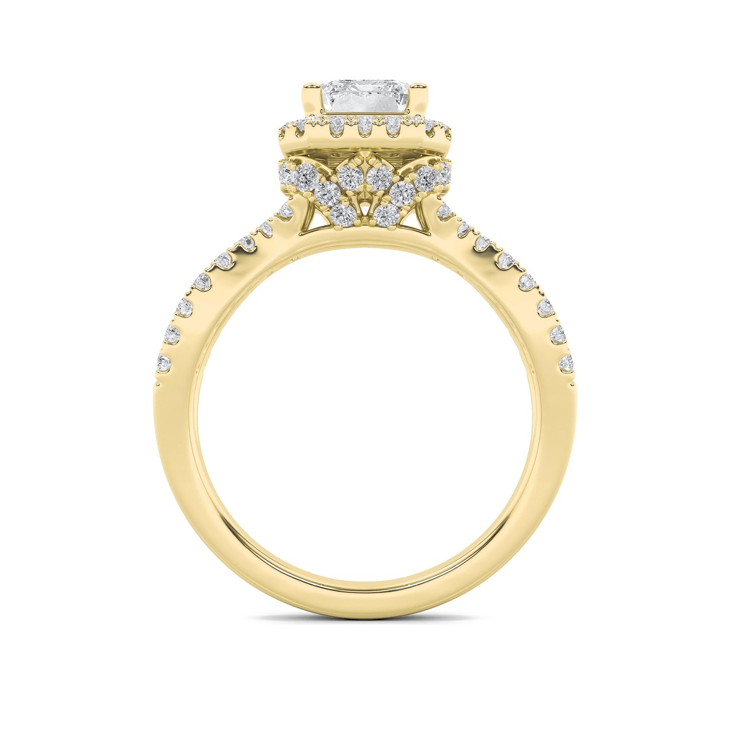 2Cttw Radiant Shaped Lab Grown Diamond (F/VS) Ring in 14K Gold