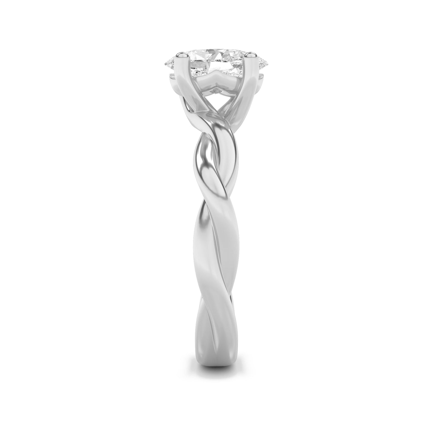1Cttw Oval Shaped Lab Grown Diamond (F/VS) Twisted Shank Solitaire Engagement Ring in 14K Gold