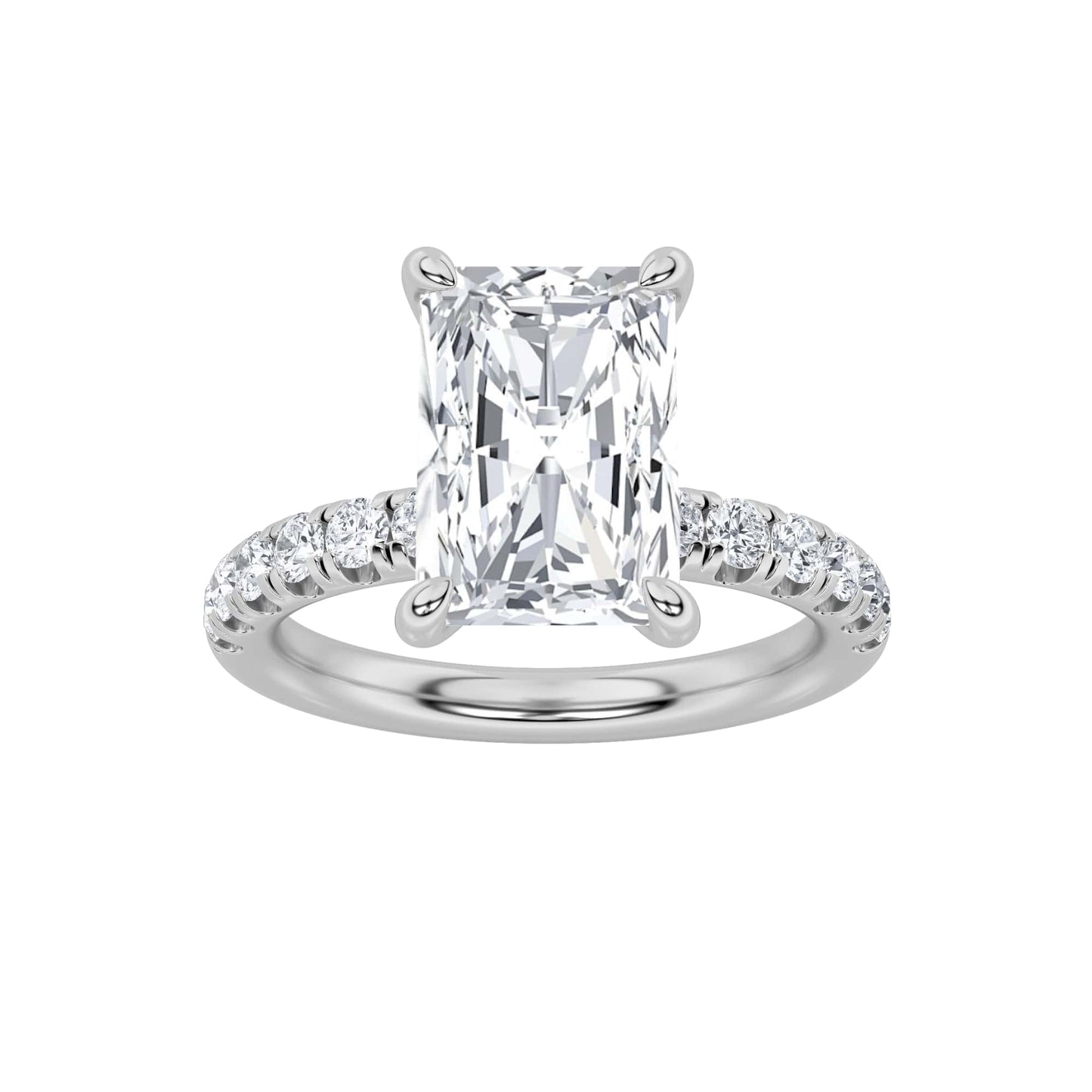 2Cttw Radiant Shaped Lab Grown Diamond (F/VS) Hidden Halo Accented Ring in 14K Gold