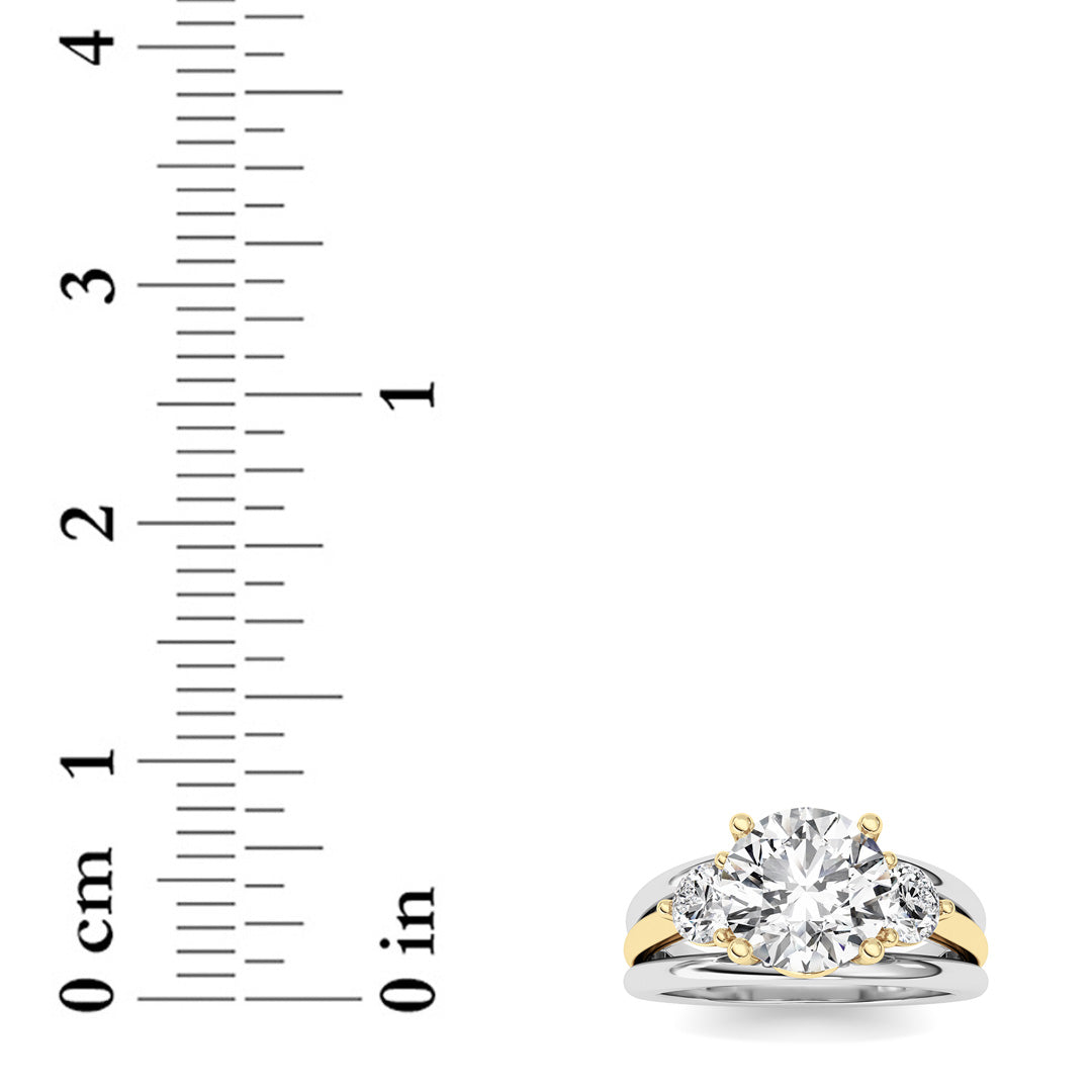 3Cttw Oval Shaped Lab Grown Diamond (F/VS) Two Tone Solitaire Engagement Ring in 14K Gold
