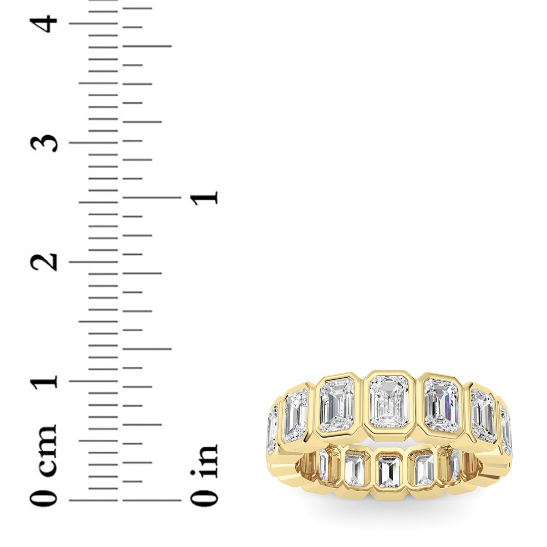 3.2Cttw Emerald Shaped Lab Grown Diamond (F/VS) Eternity Band Ring in 14K Gold