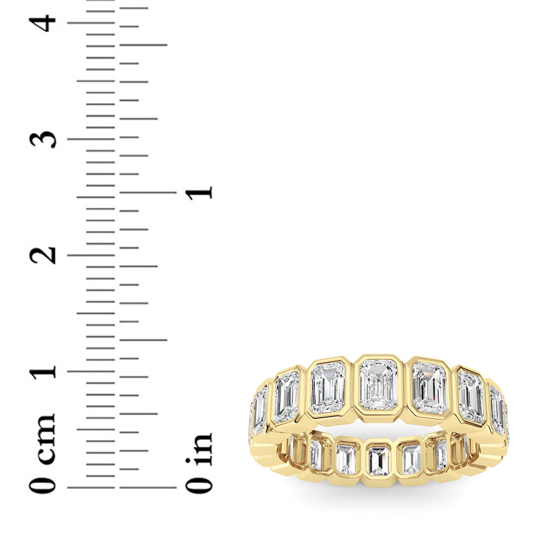 4.5Cttw Emerald Shaped Lab Grown Diamond (F/VS) Eternity Band Ring in 14K Gold