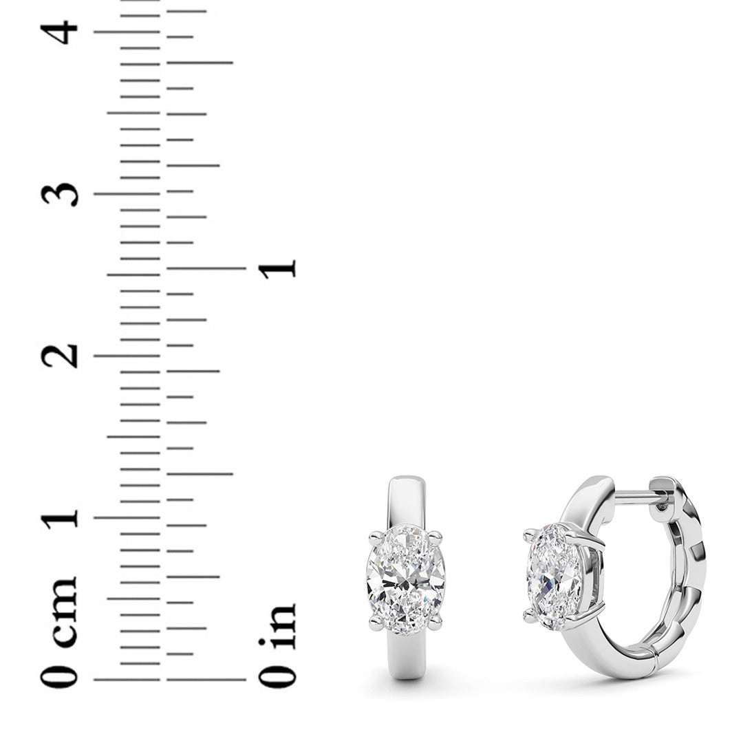 Oval Shaped Lab Grown Diamond (F/VS ) HuggieEarrings in 14K Gold