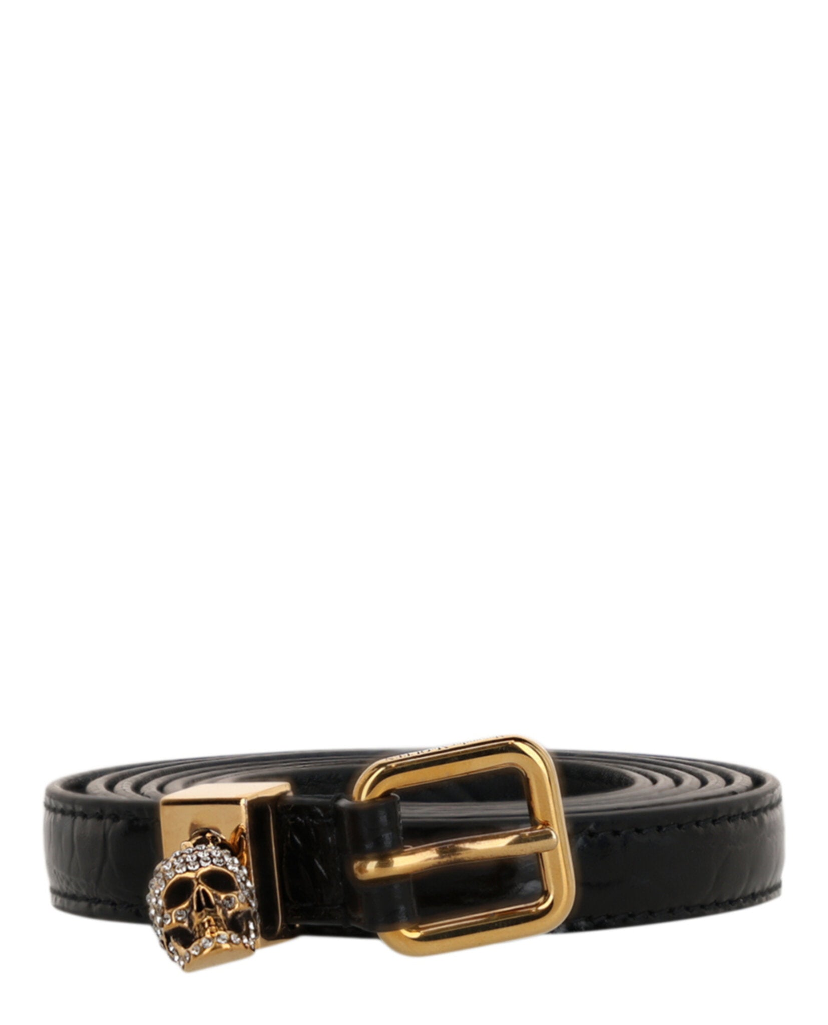 Alexander McQueen Women's Skull Croc Embossed Double Belt