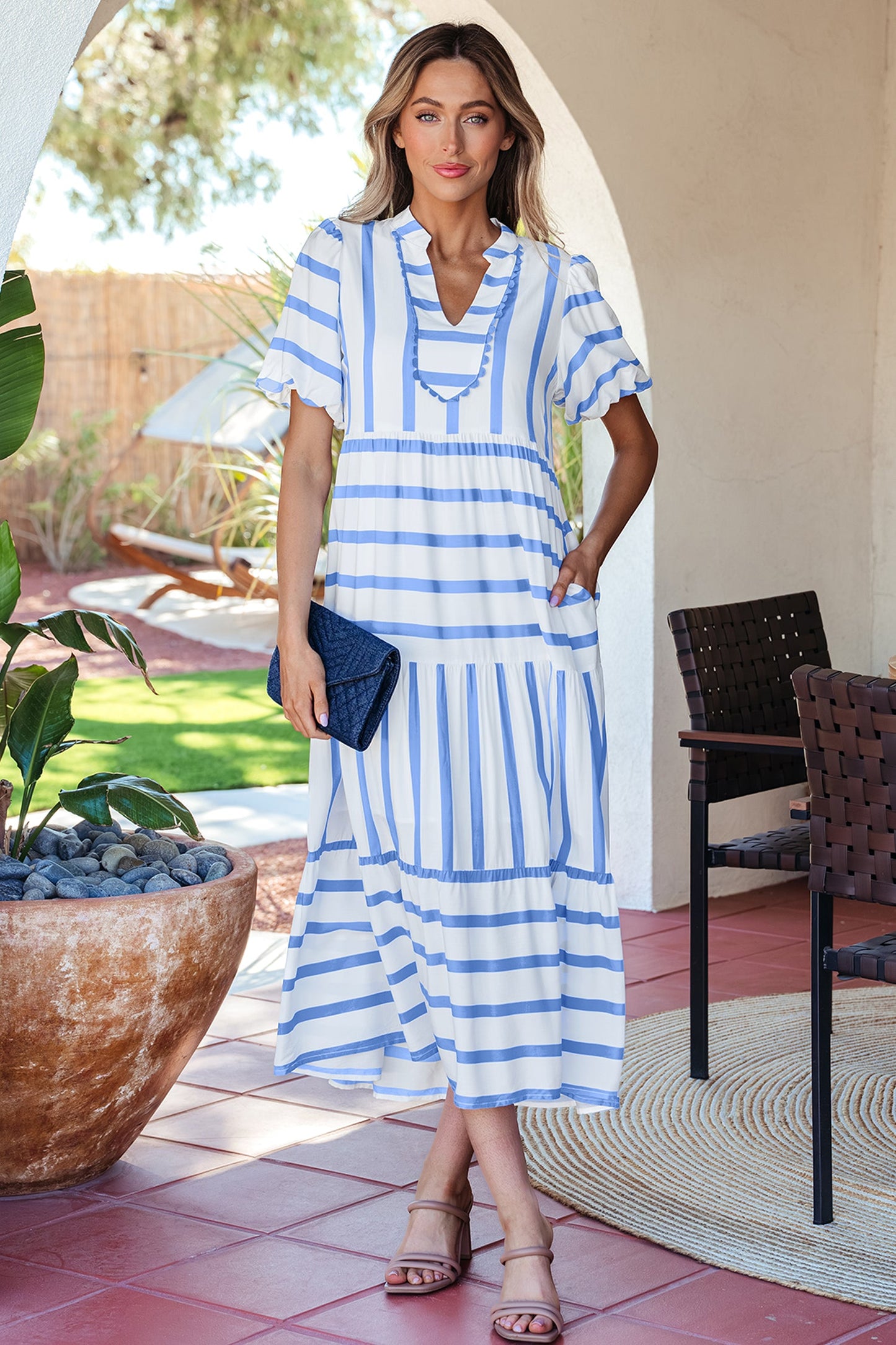 Threaded Pear Alora Half Sleeve Vacation Dress