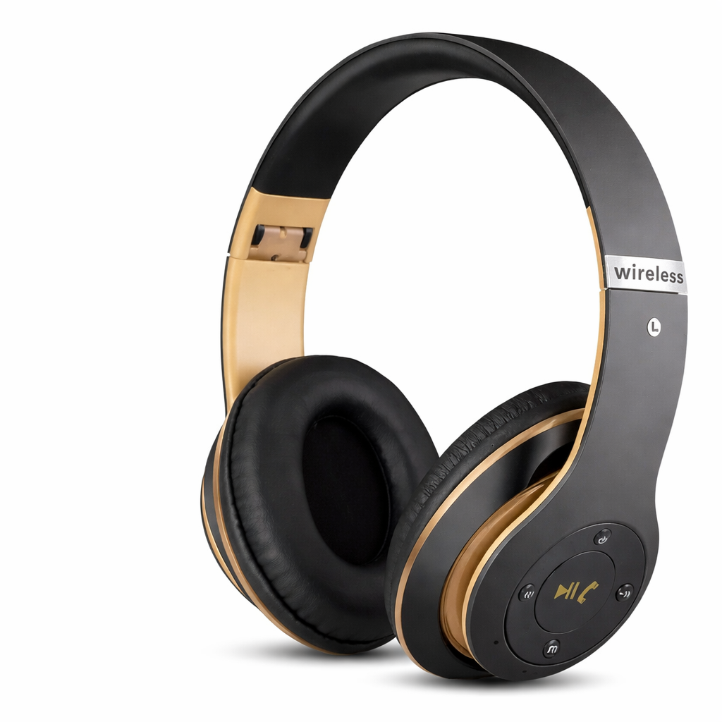 Prime Goods Wireless Headphones Bluetooth Noise Cancelling Stereo Earphones over Ear Headset - Black