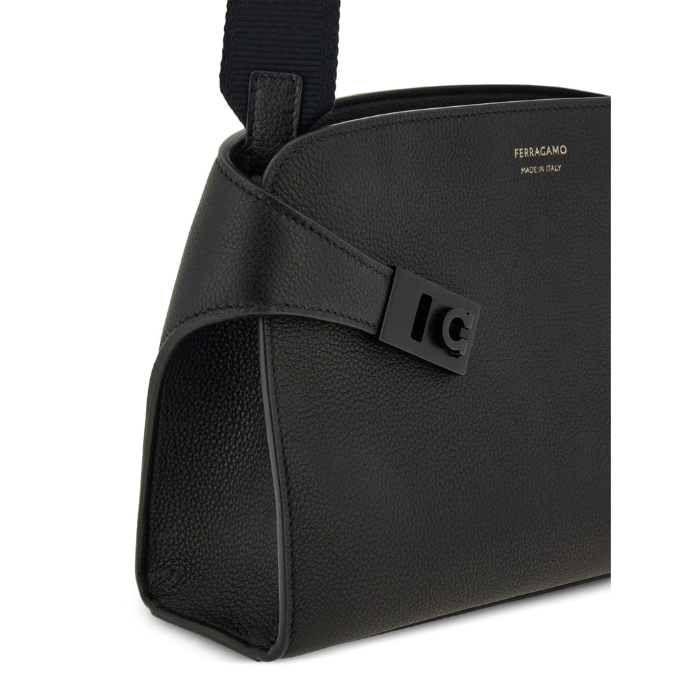 Black Calfskin Luggage With Adjustable Shoulder Strap