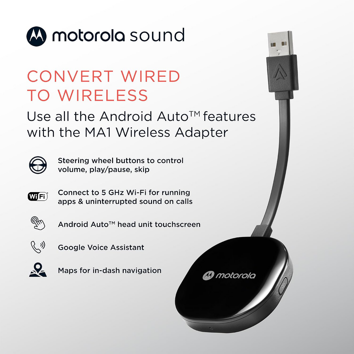 Motorola Sound MA1 Wireless Car Adapter (Certified Refurbished)
