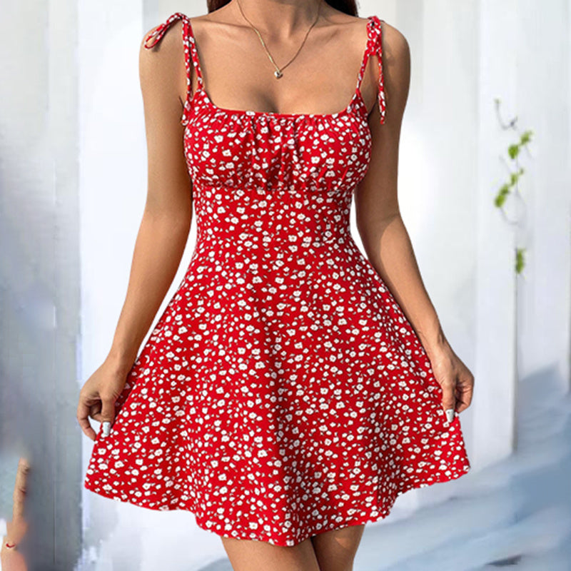 mini floral summer dresses Farah Floral Bustier Babydoll Mini Dress  American Threads Boutique Dresses Green & Peach Floral / L