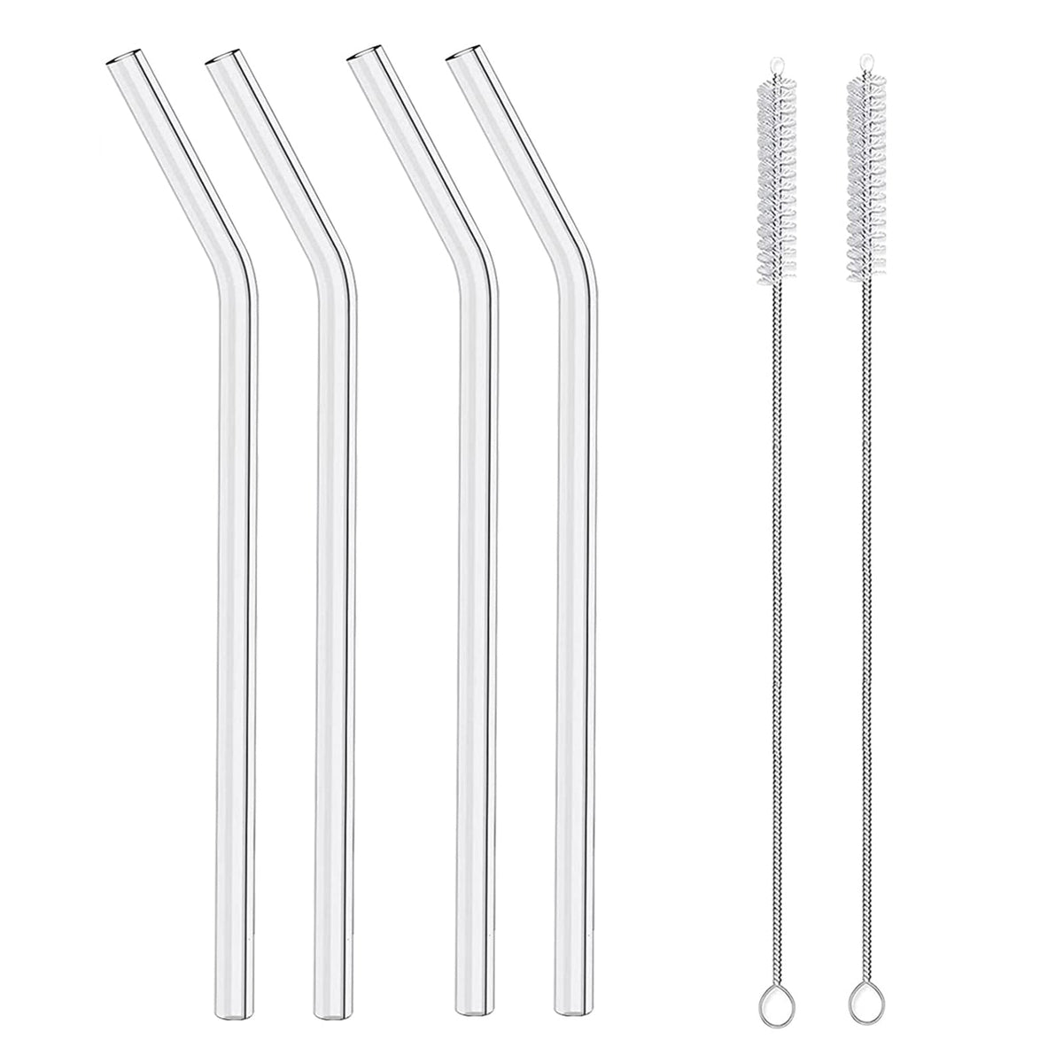 Jay Companies Set Of 4 Ribbed Glass Sippers - 18Oz. With Bamboo Lid