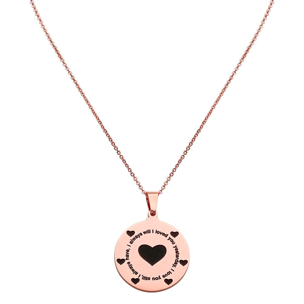 SteelTime Women's Stainless Steel 'I Loved You Yesterday, I Love You Still, I Always Have, I Always Will' Pendant