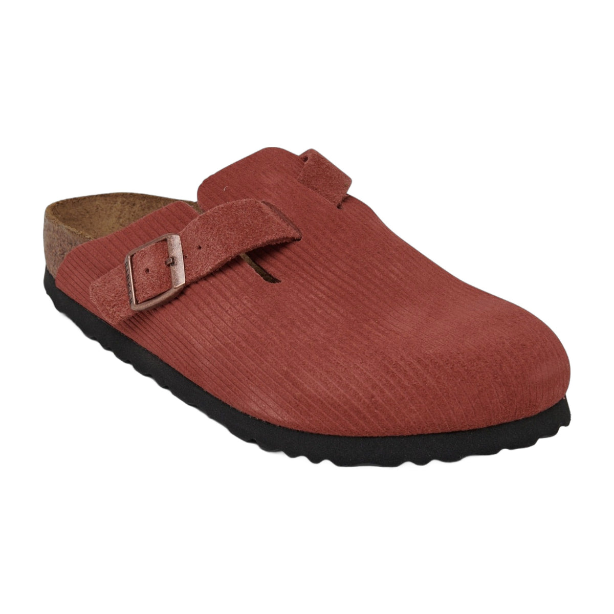 Birkenstock Unisex Boston Suede Embossed Corduroy Sienna Red
