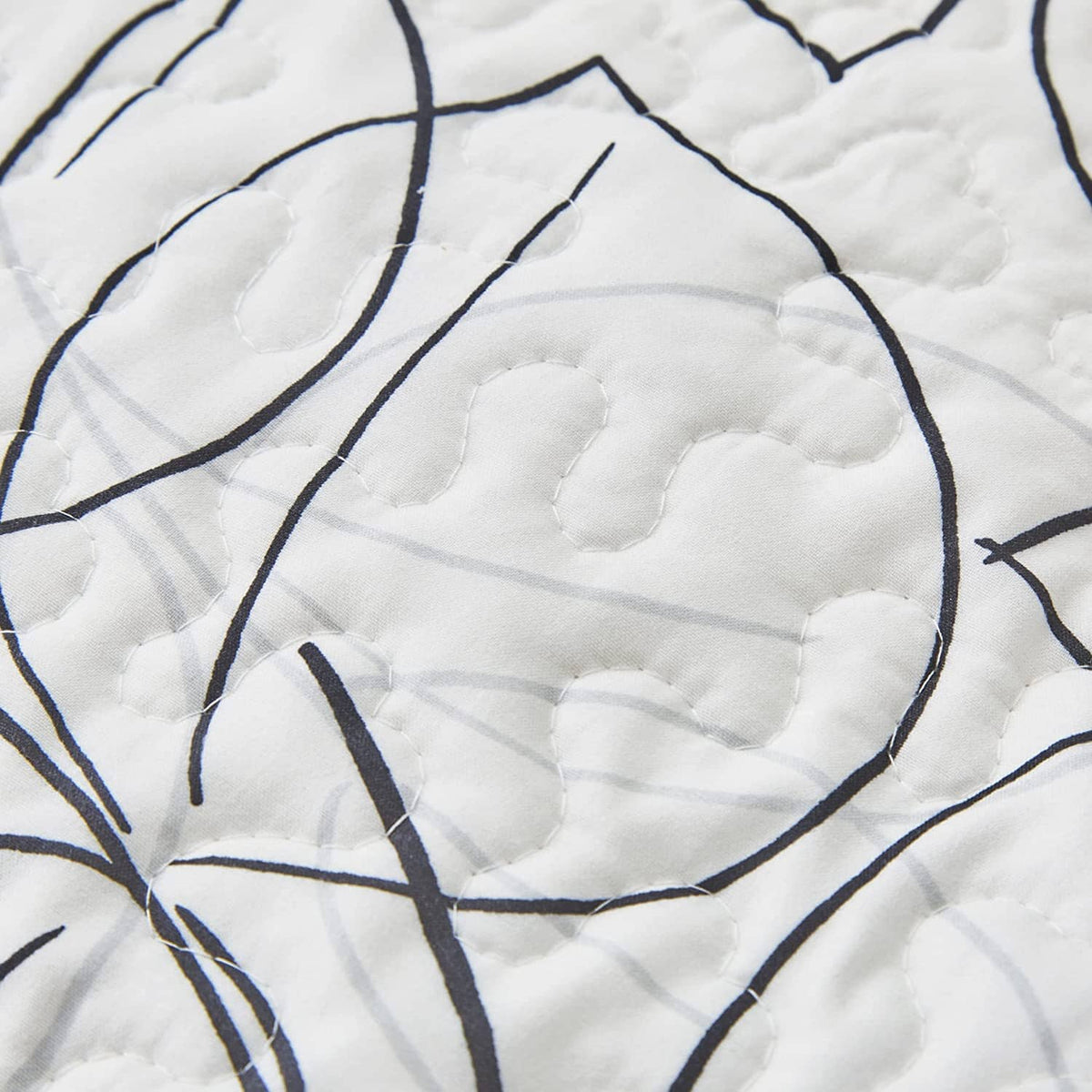 Tache Modern Abstract Leaf Line Art Foliage White Grey Black Gold Cushion Covers / Euro Sham (TJ3571)