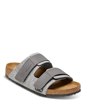 gray leather felted-