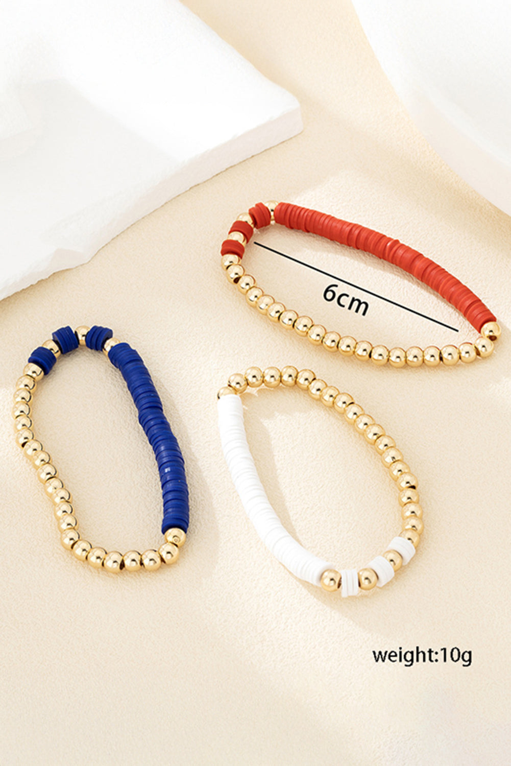 Threaded Pear Flag Theme Beaded Triple Layer Bracelets