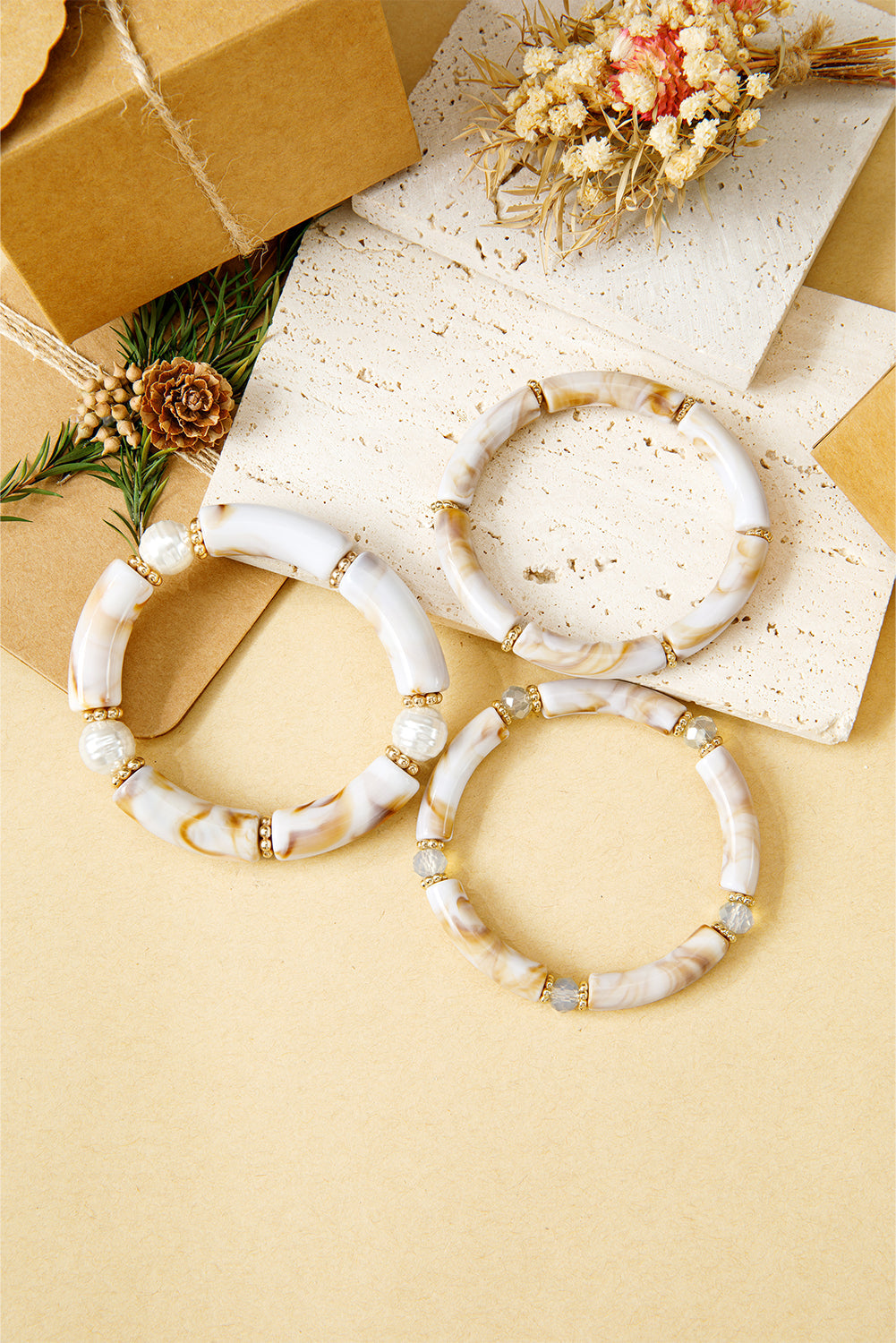 Threaded Pear Eleanora Bead Stretch Bracelet Set