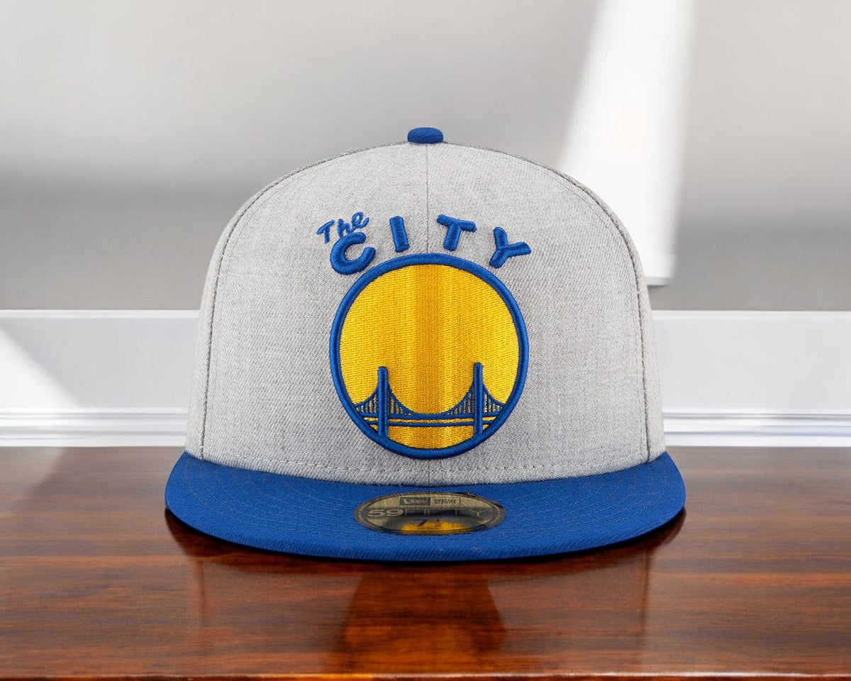 New Era Men's NBA Gsw Warriors Heather City Grand Logo 59Fifty Hats