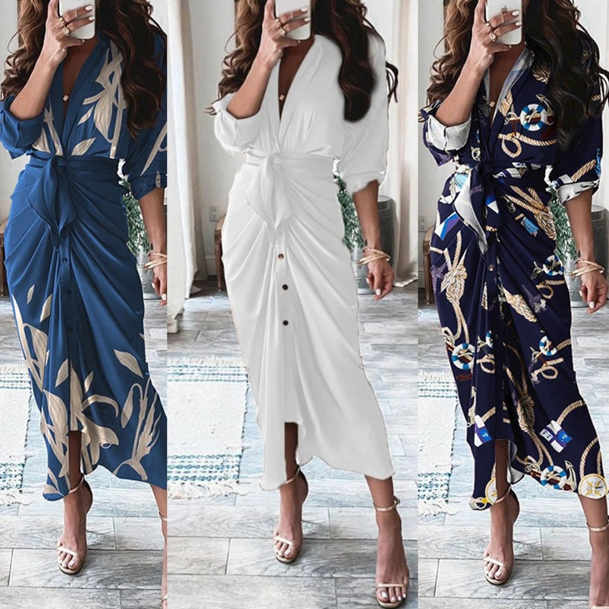 lace up front shirt dress Floor Length Lace Shirt Dress, Occassion Tissue Lace Outfit, Casual African Work Tunic, Trent Wedding Guest Maxi, Minimalist Church Gown