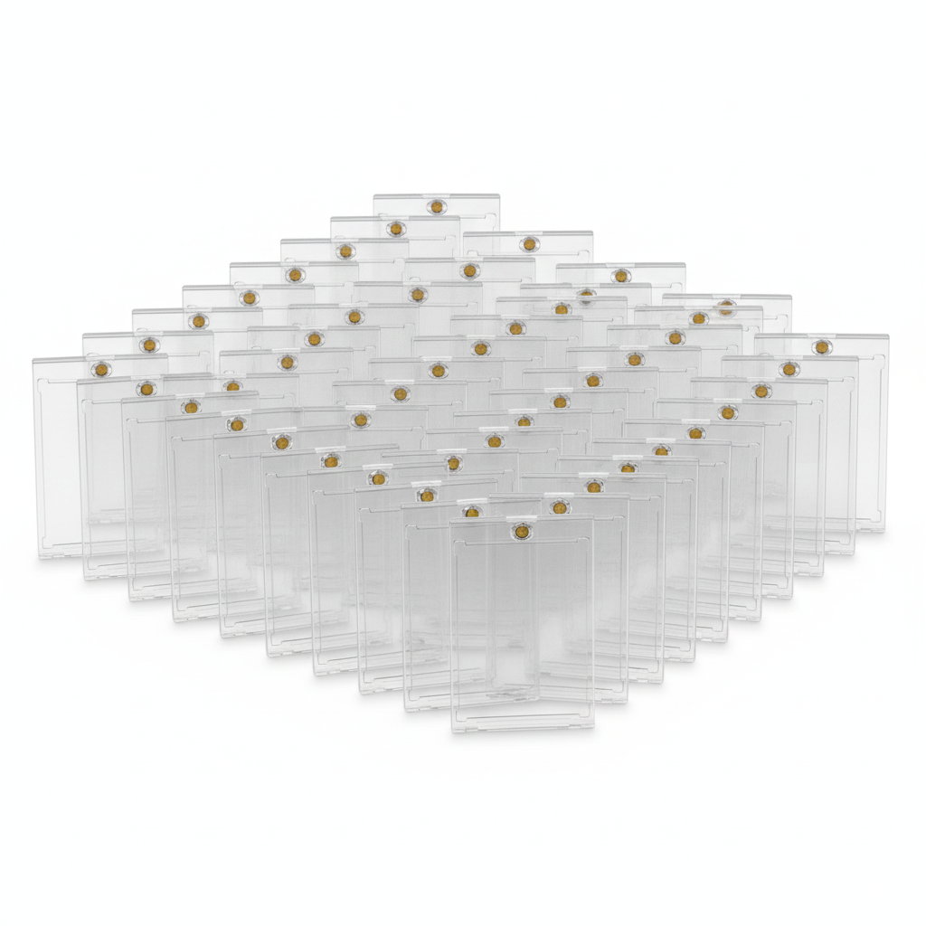 Prime Goods 30 Pack Magnetic Trading Sports Card Holders 35pt One-Touch Hard UV Protection - Clear