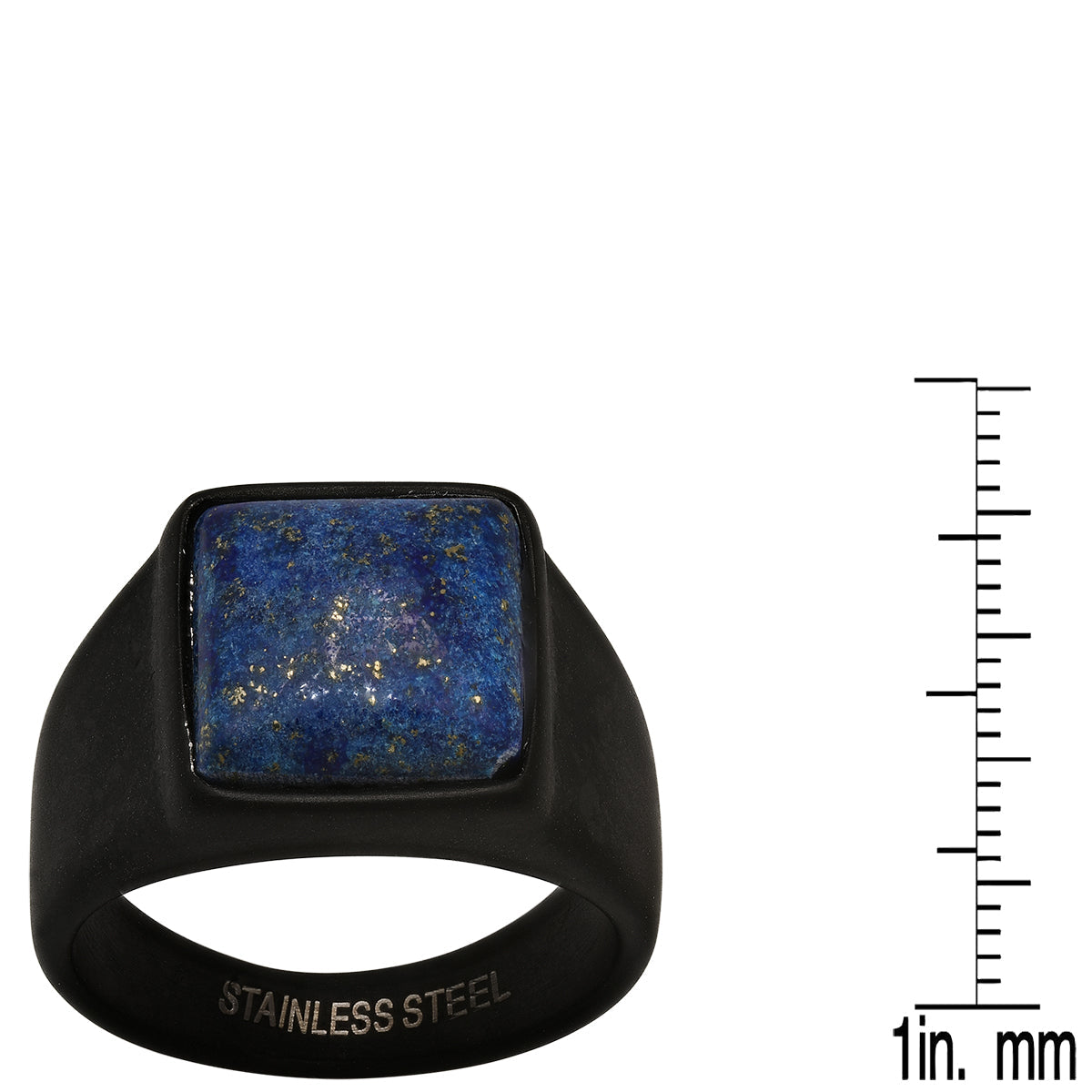 Black Stainless Steel Square Lapis Ring