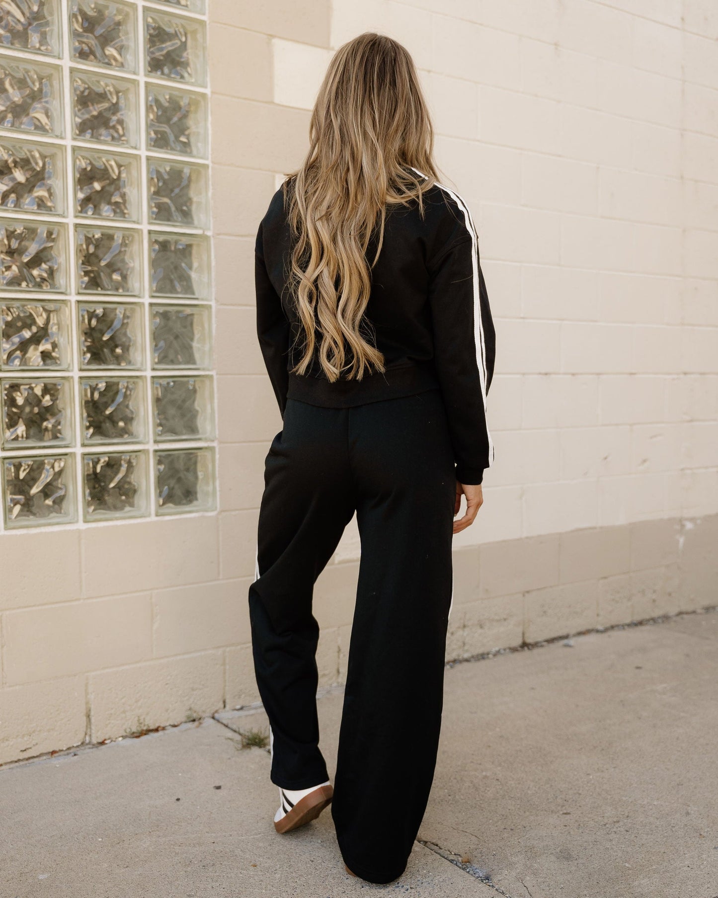 Pullover Wide Leg Pants 2pcs Outfit - Black