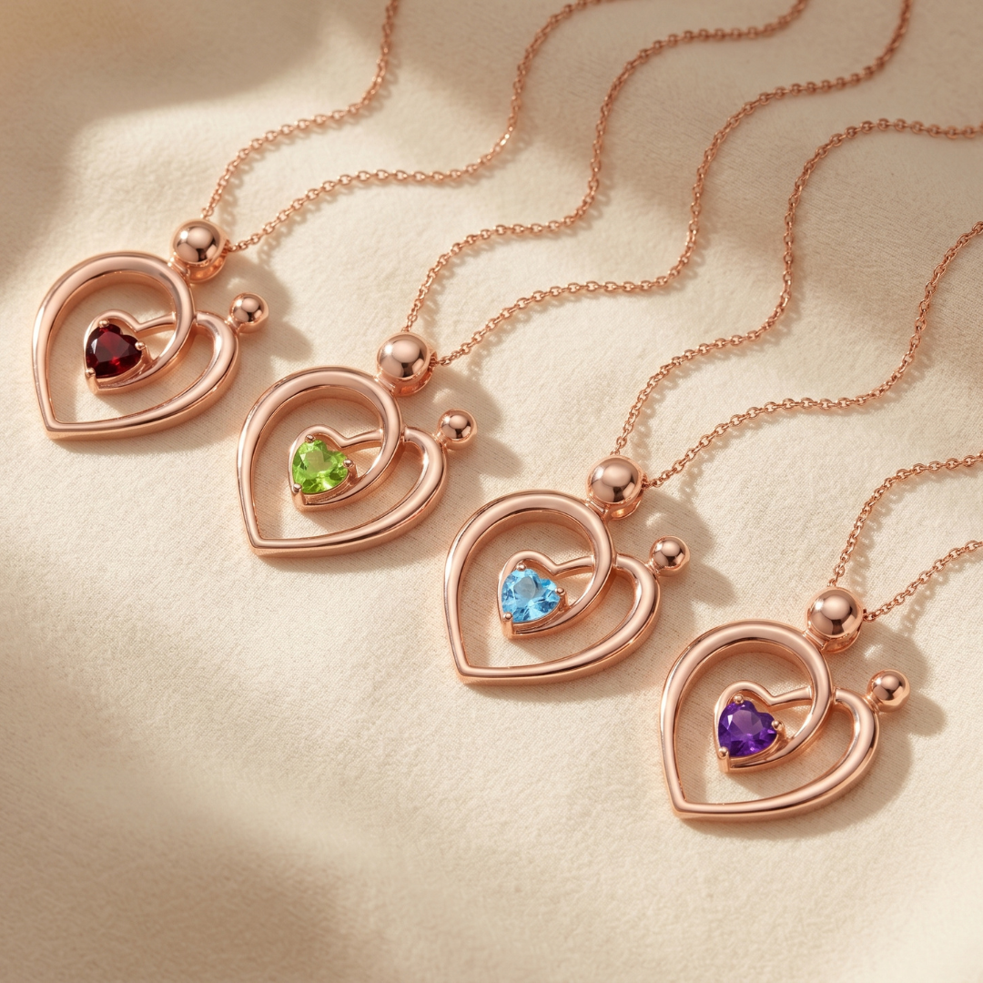 0.28 Ct Heart Swiss Blue Topaz Prong Rose Gold Plated Mom Necklace