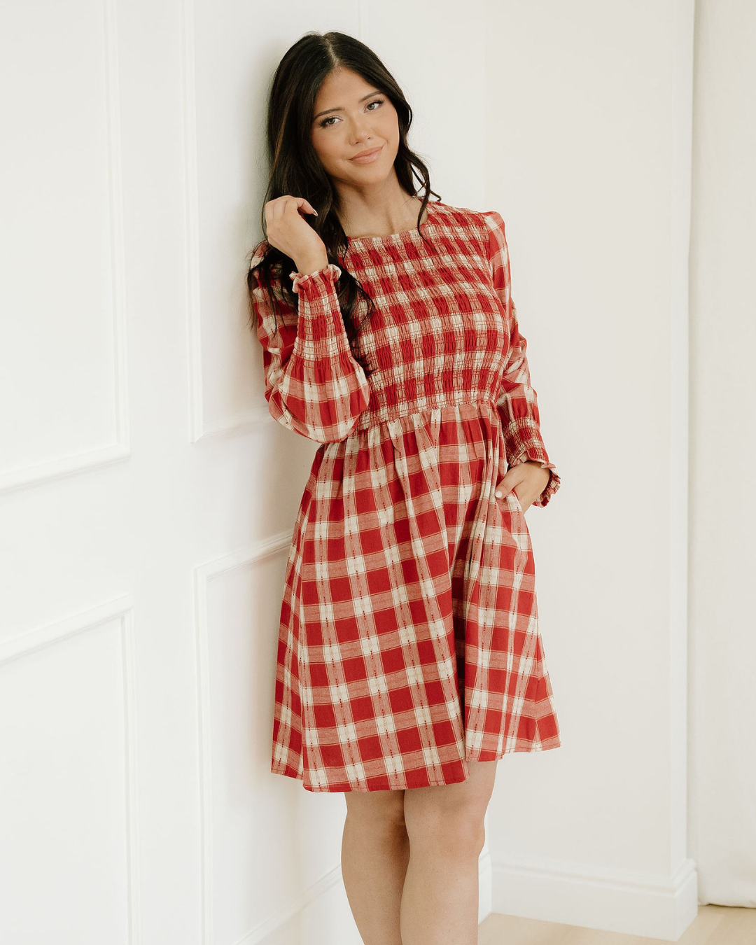 Presley Plaid Print Smocked Puff Sleeve Mini Dress – Zulily