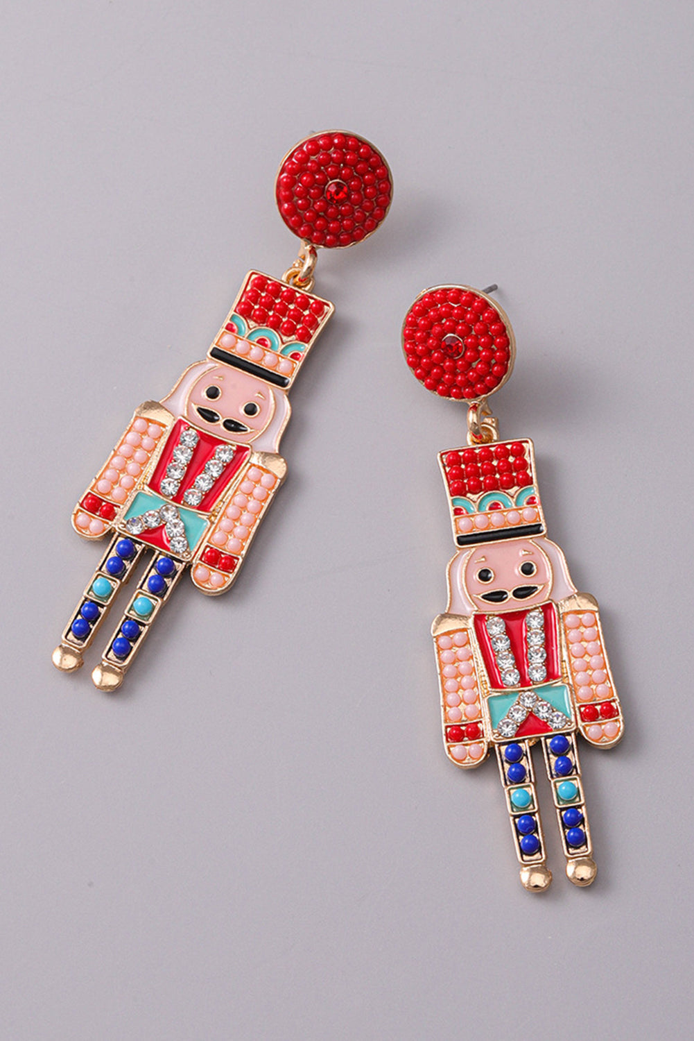 Threaded Pear Tiana Beaded Christmas Nutcracker Earrings