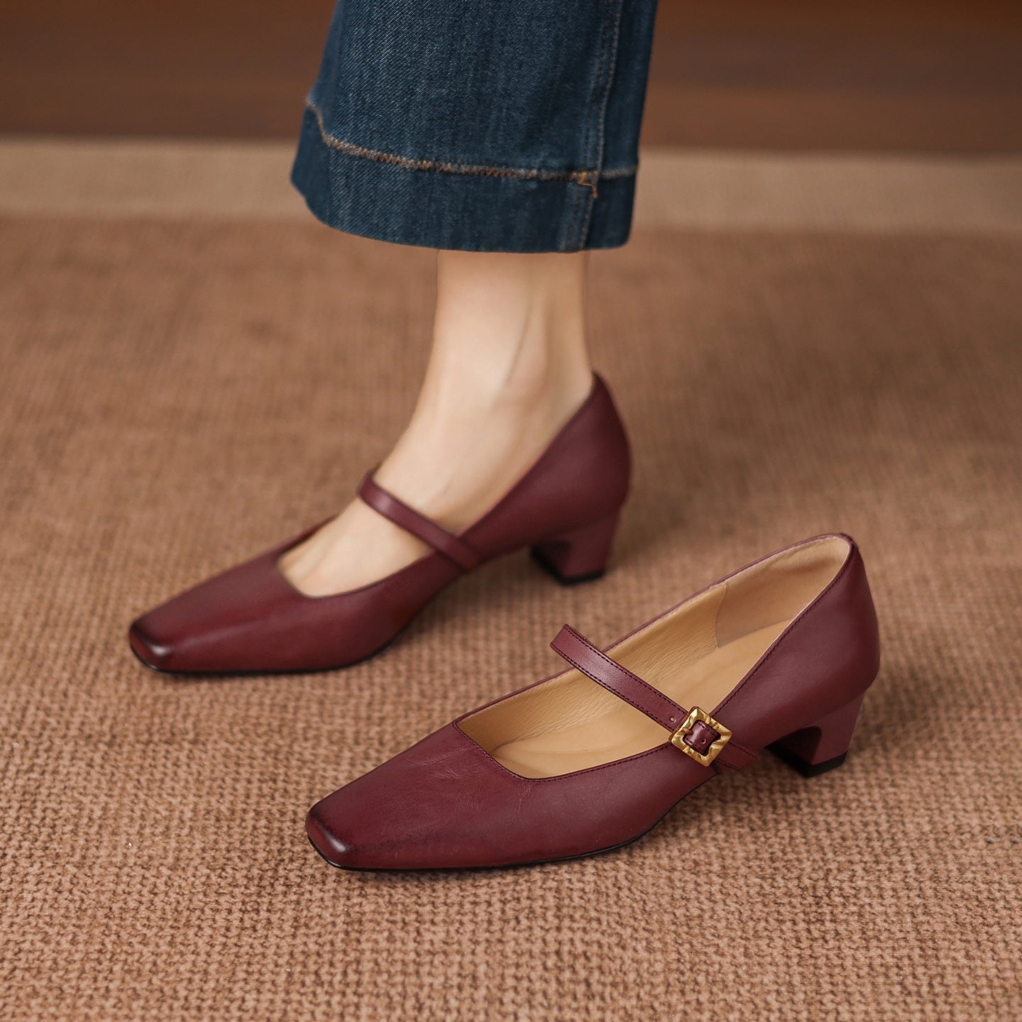 women's brown dress shoes low heel Mid-Heel Pumps