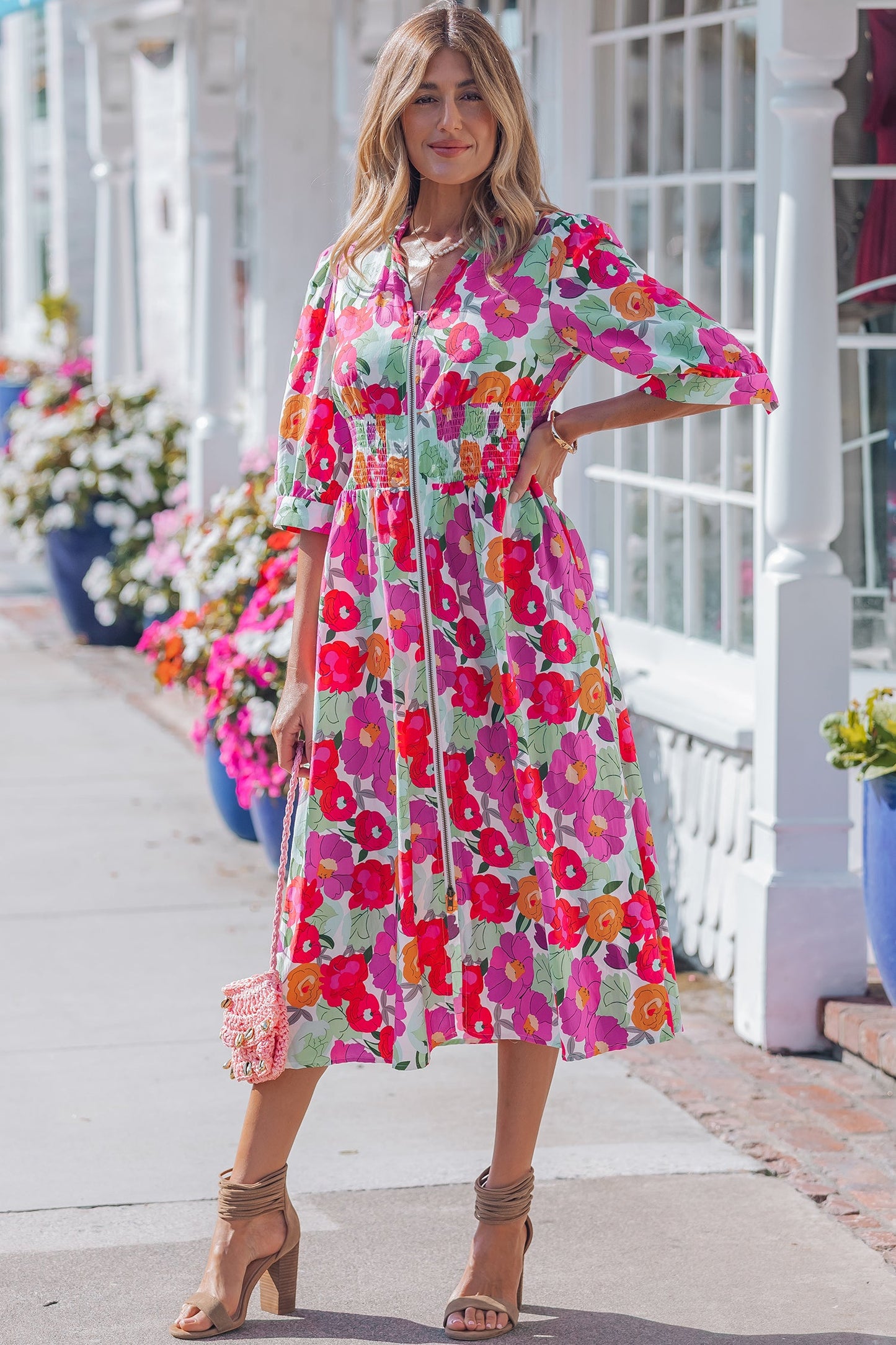 Threaded Pear Lisa Puffy Half Sleeve Dress