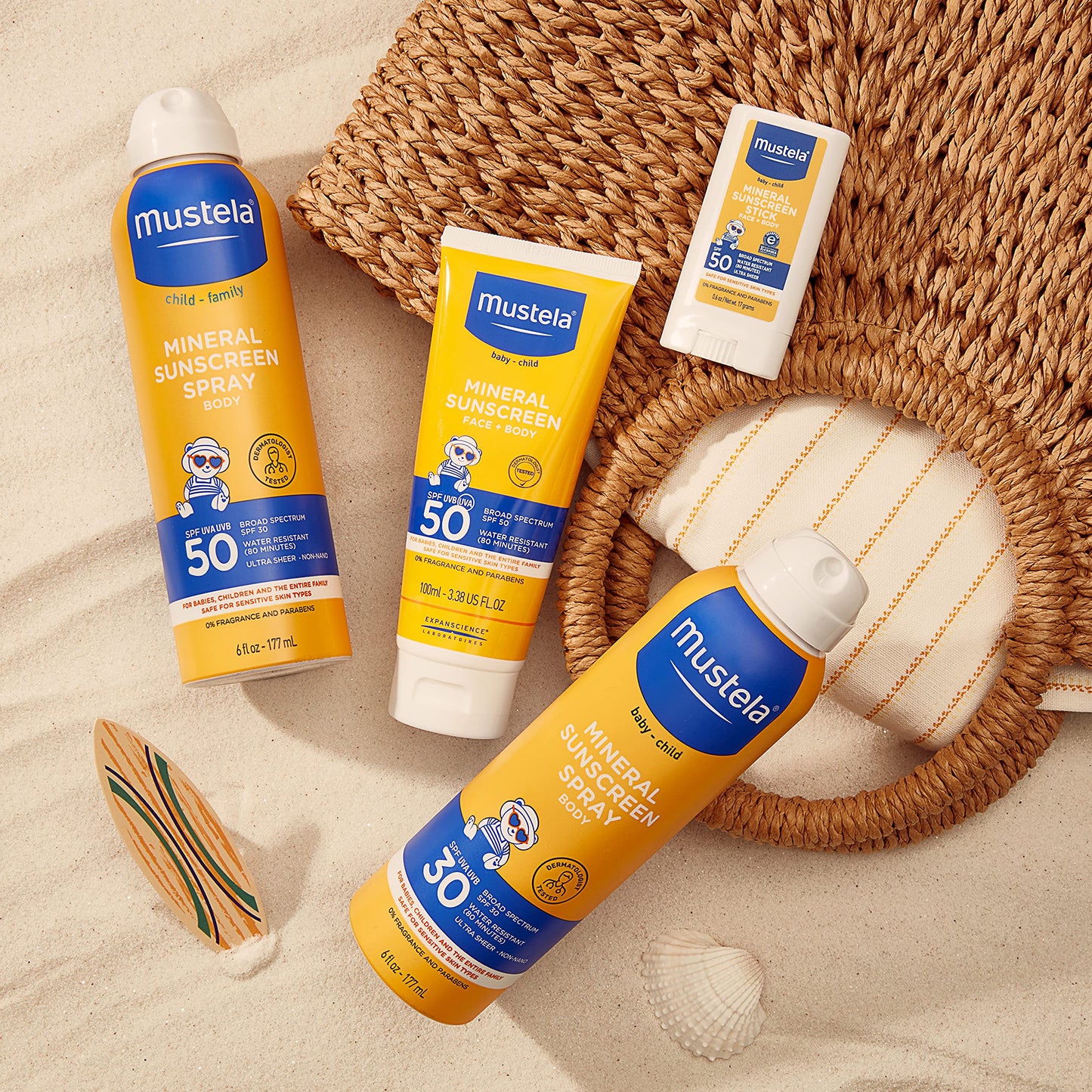 Mustela SPF50+ Sunscreen Lotion for Sensitive Skin - Water-Resistant, Natural Ingredients, Baby Friendly