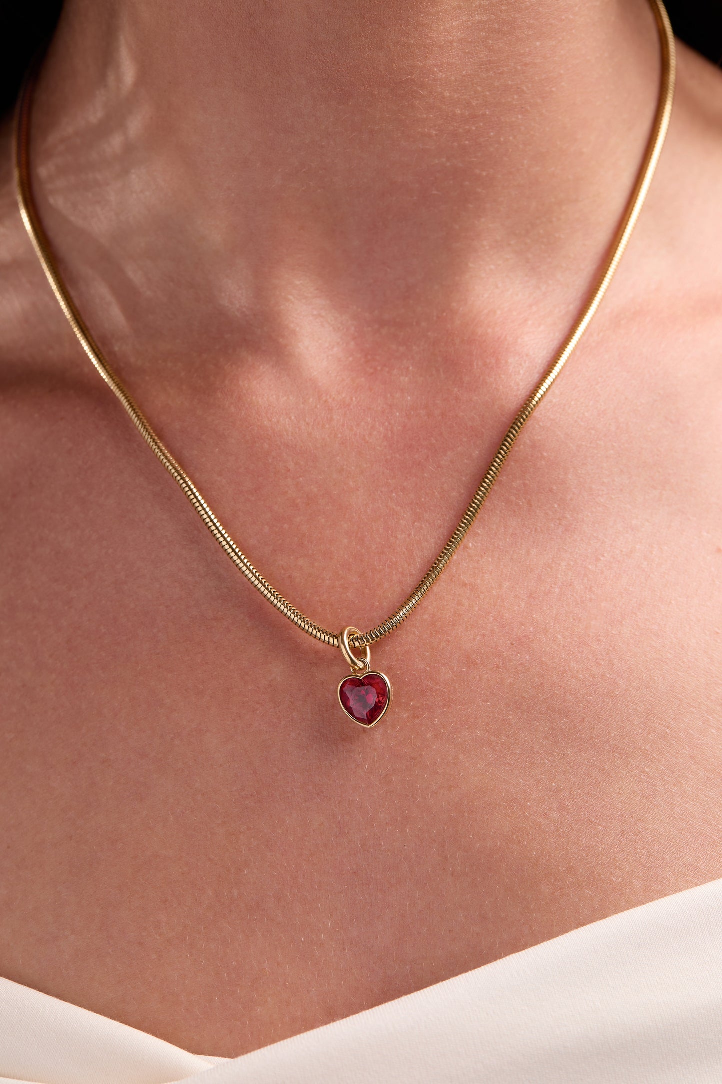 July 'Love' Heart Birthstone Charm