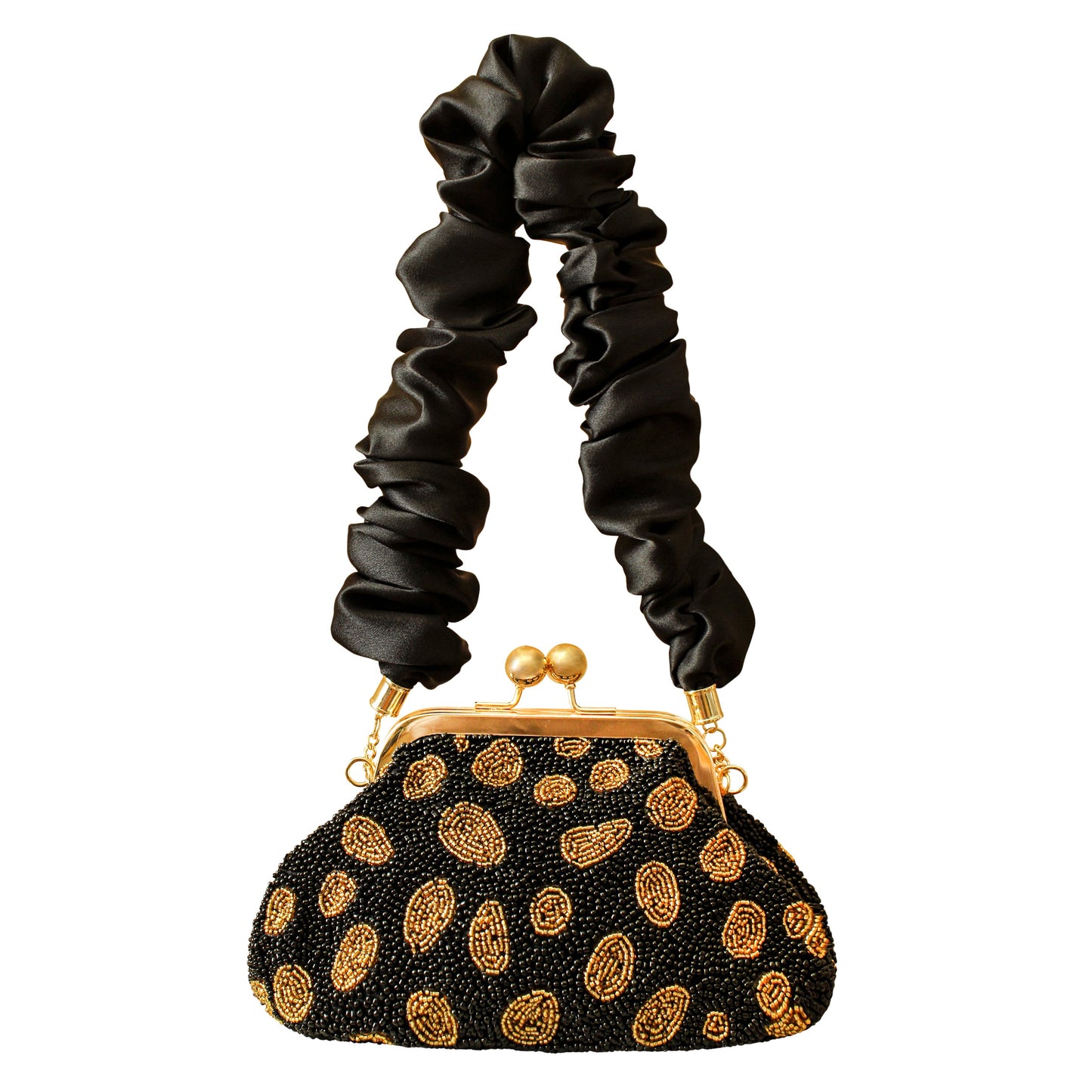 The Arnoldi Black Gold Hand-beaded Clutch In Black & Gold