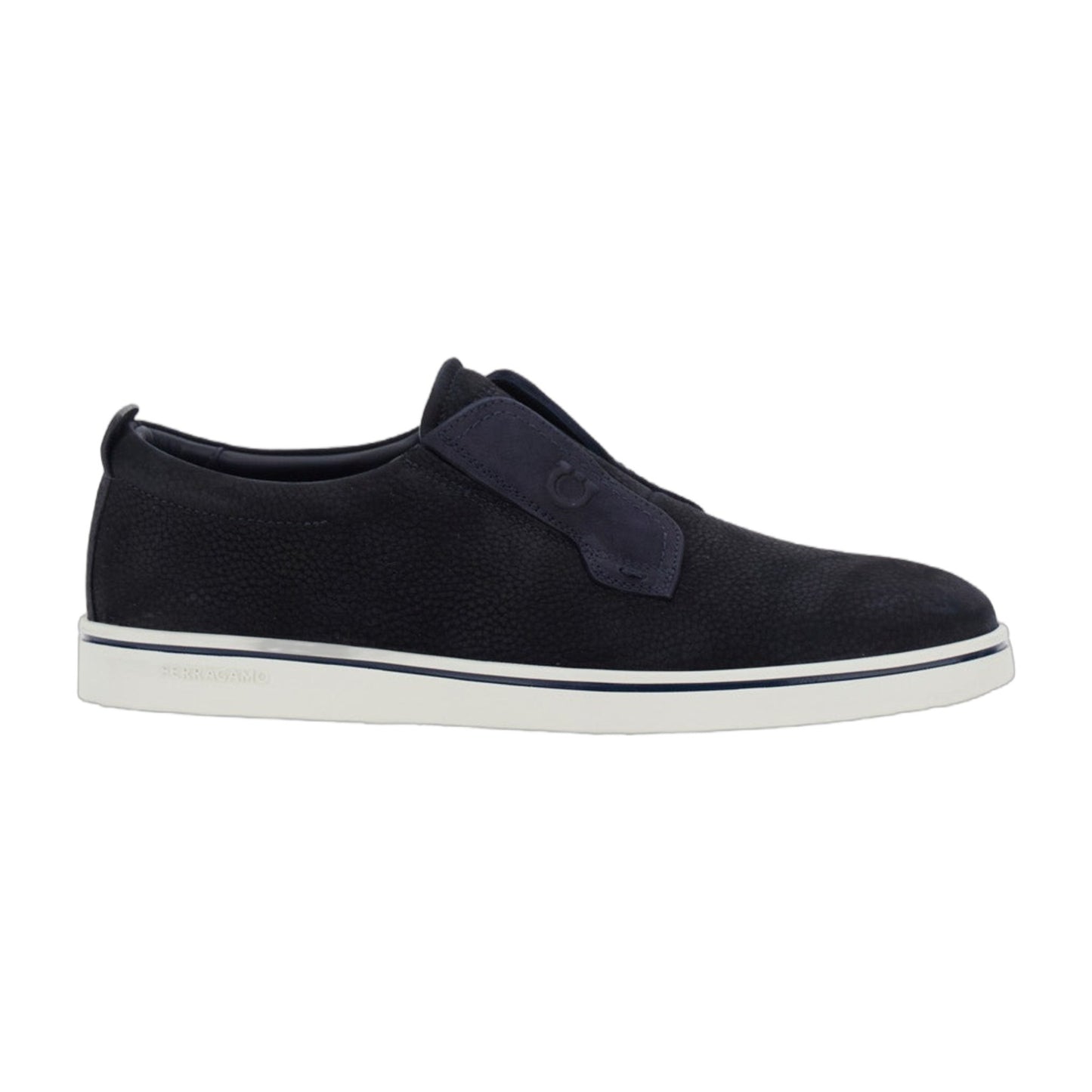 Blue Laceless Oxford Shoes With Round Toe