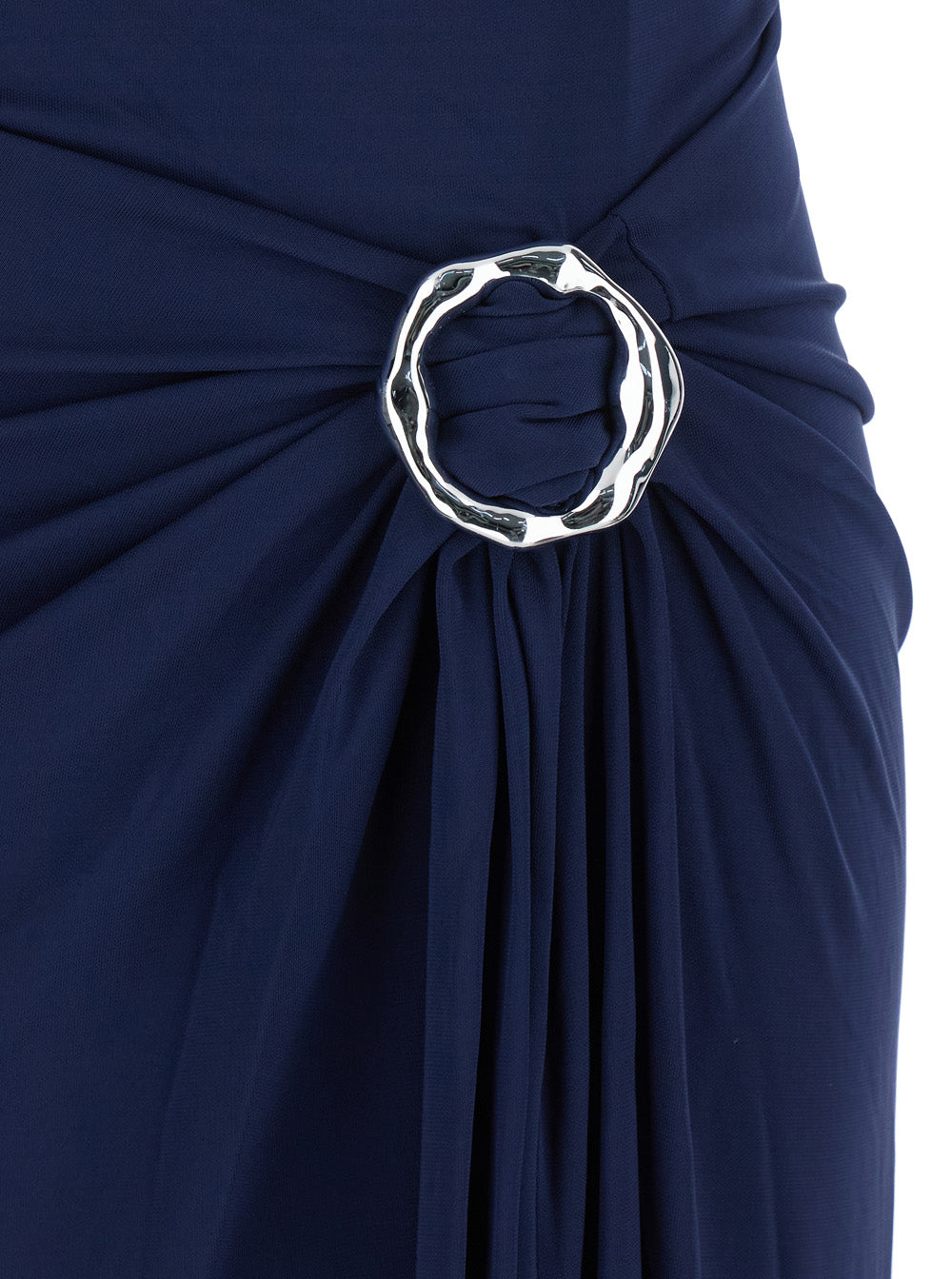 Blue Strapless Long Dress With Ring Embellishment