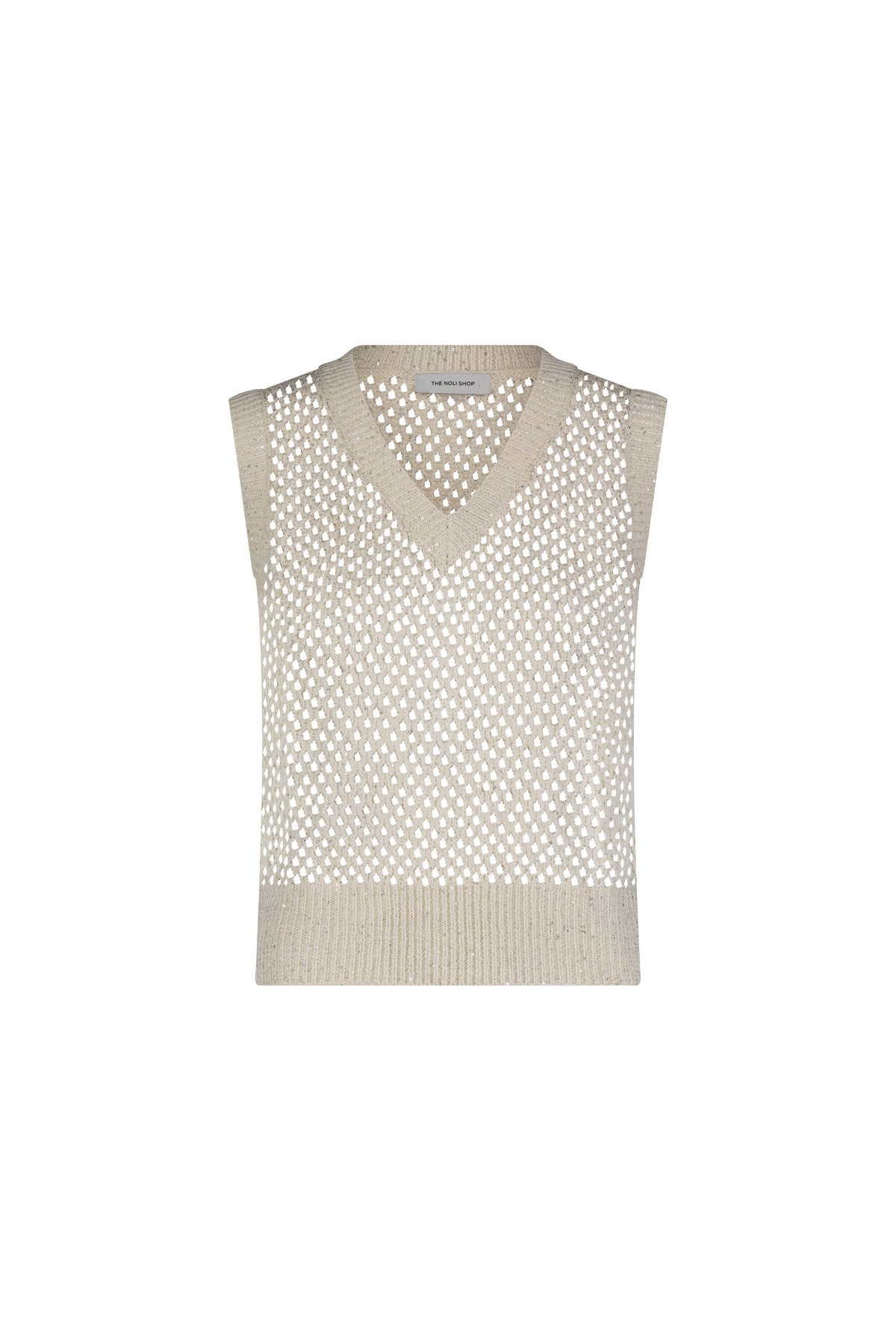 Addison Sequin Crochet Top - Pearl