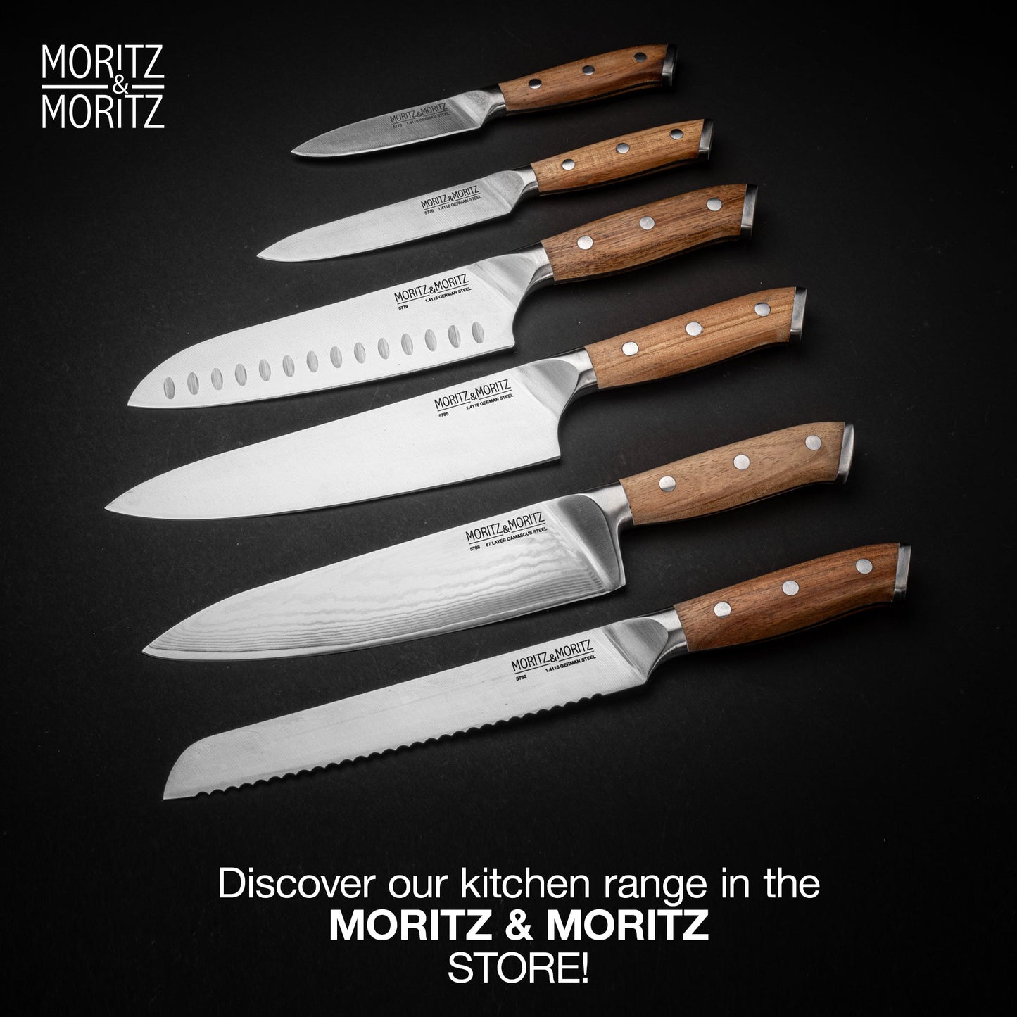 Moritz & Moritz German Steel 7" Santoku Knife | Professional Sharp Multipurpose Kitchen Knife