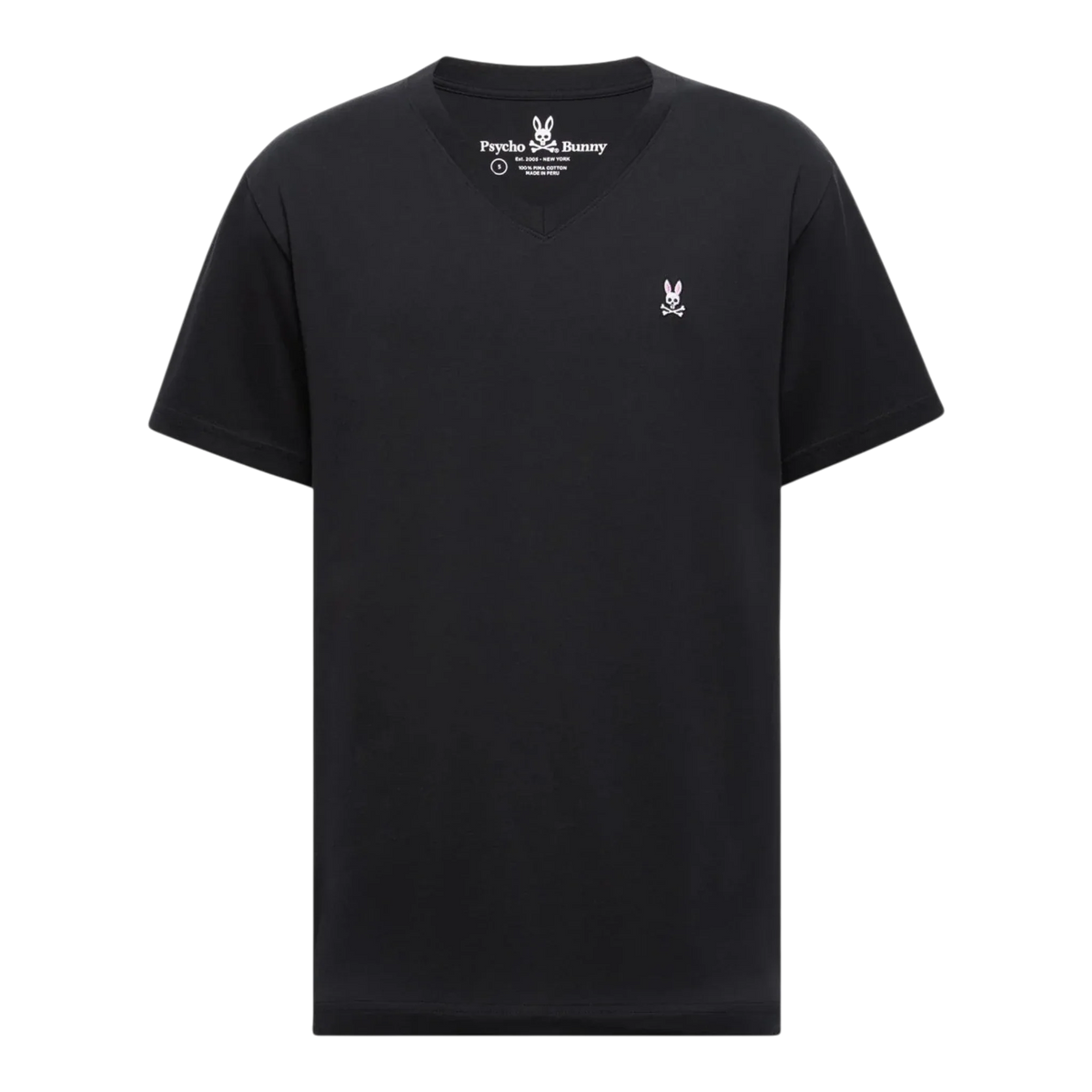 Psycho Bunny V Neck Men's Tee — Black
